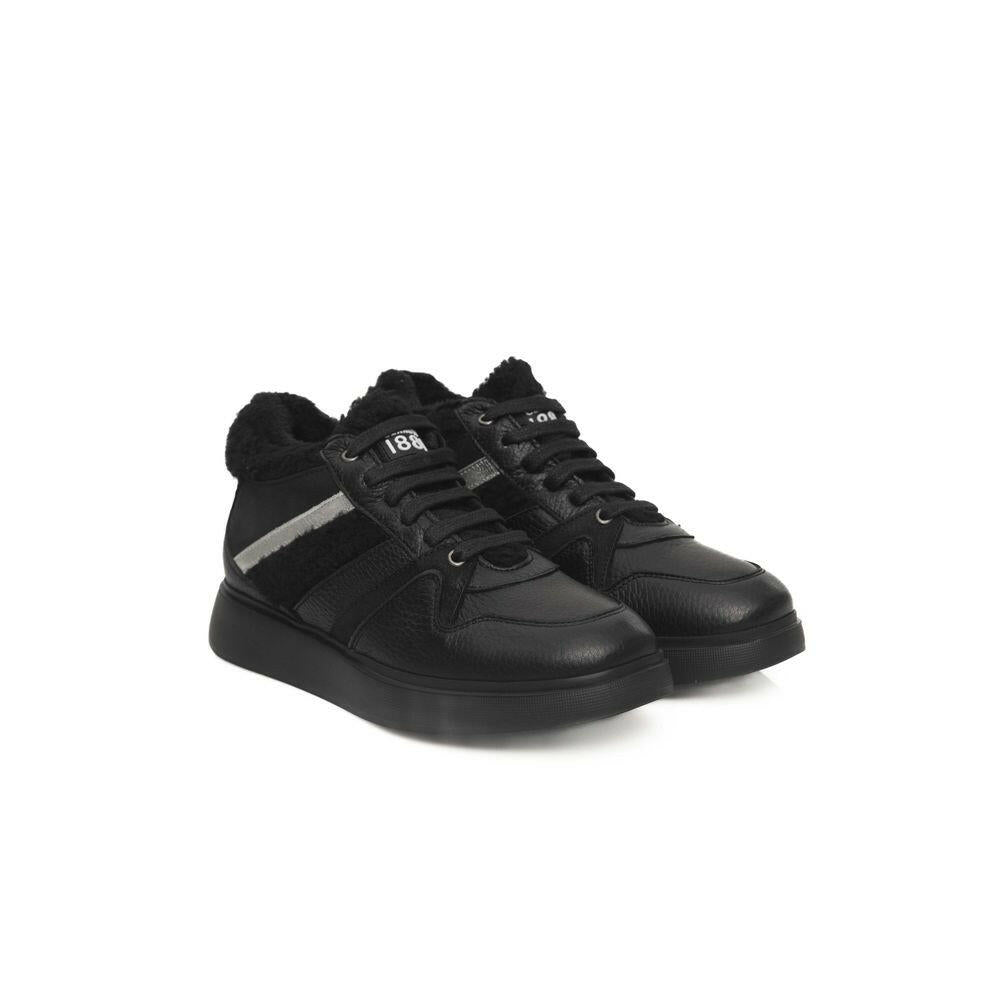 Cerruti 1881 Black Cowhide Women Platform Sneaker.