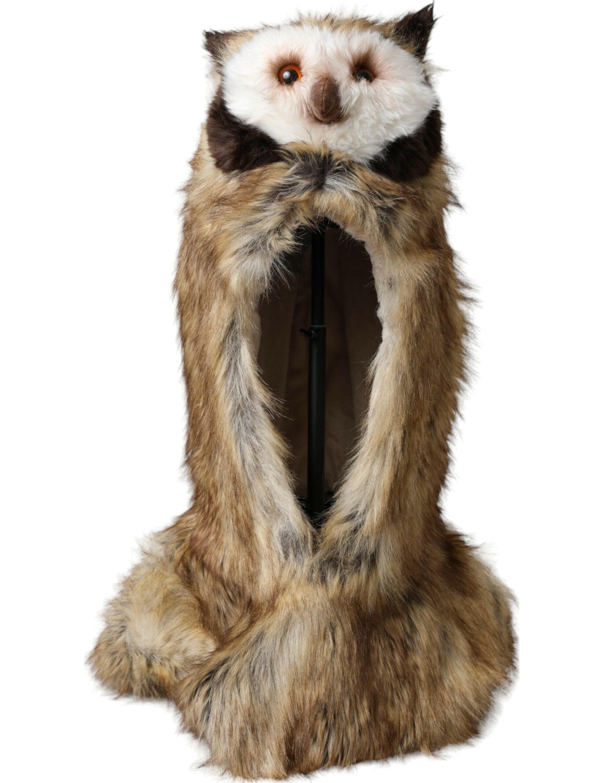 Dolce & Gabbana Brown Owl Faux Fur Whole Head Cap Hat.