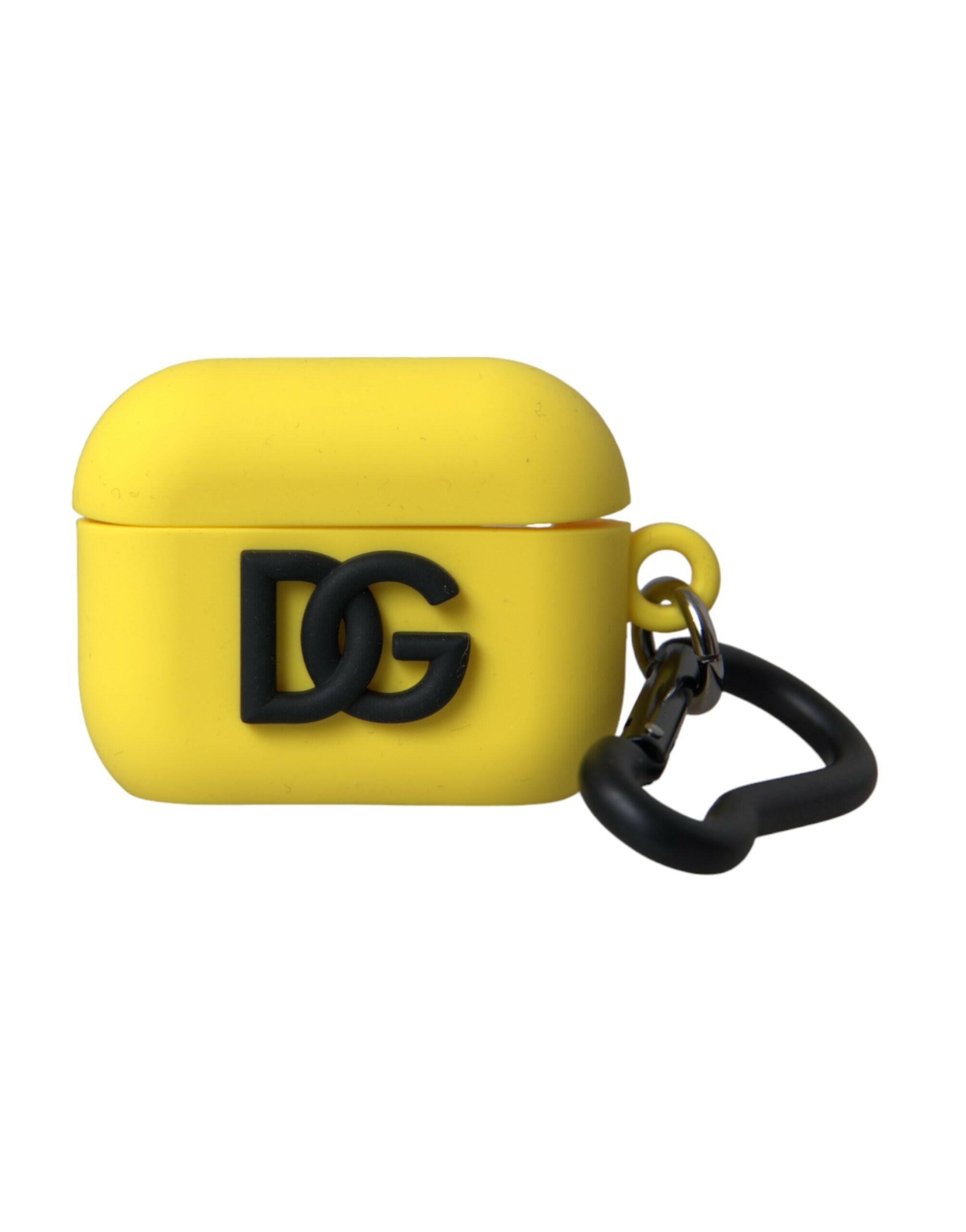 Dolce & Gabbana Yellow Silicone Logo Embossed Airpods Case.