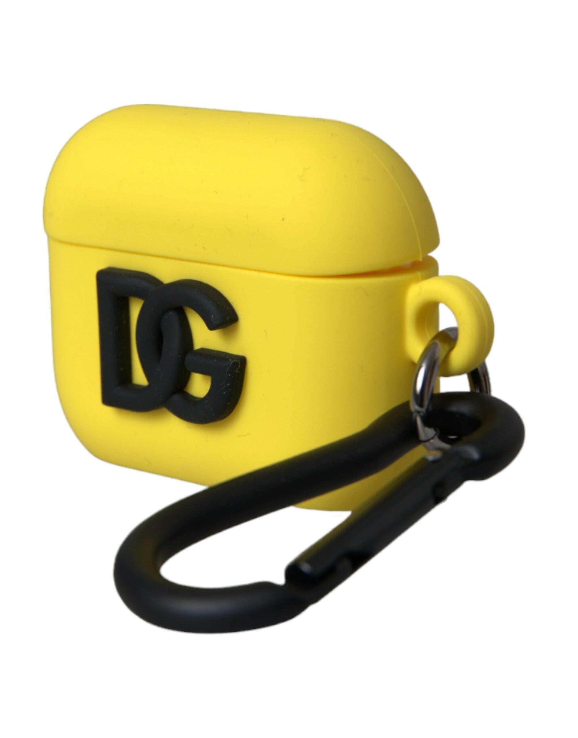 Dolce & Gabbana Yellow Silicone Logo Embossed Airpods Case.