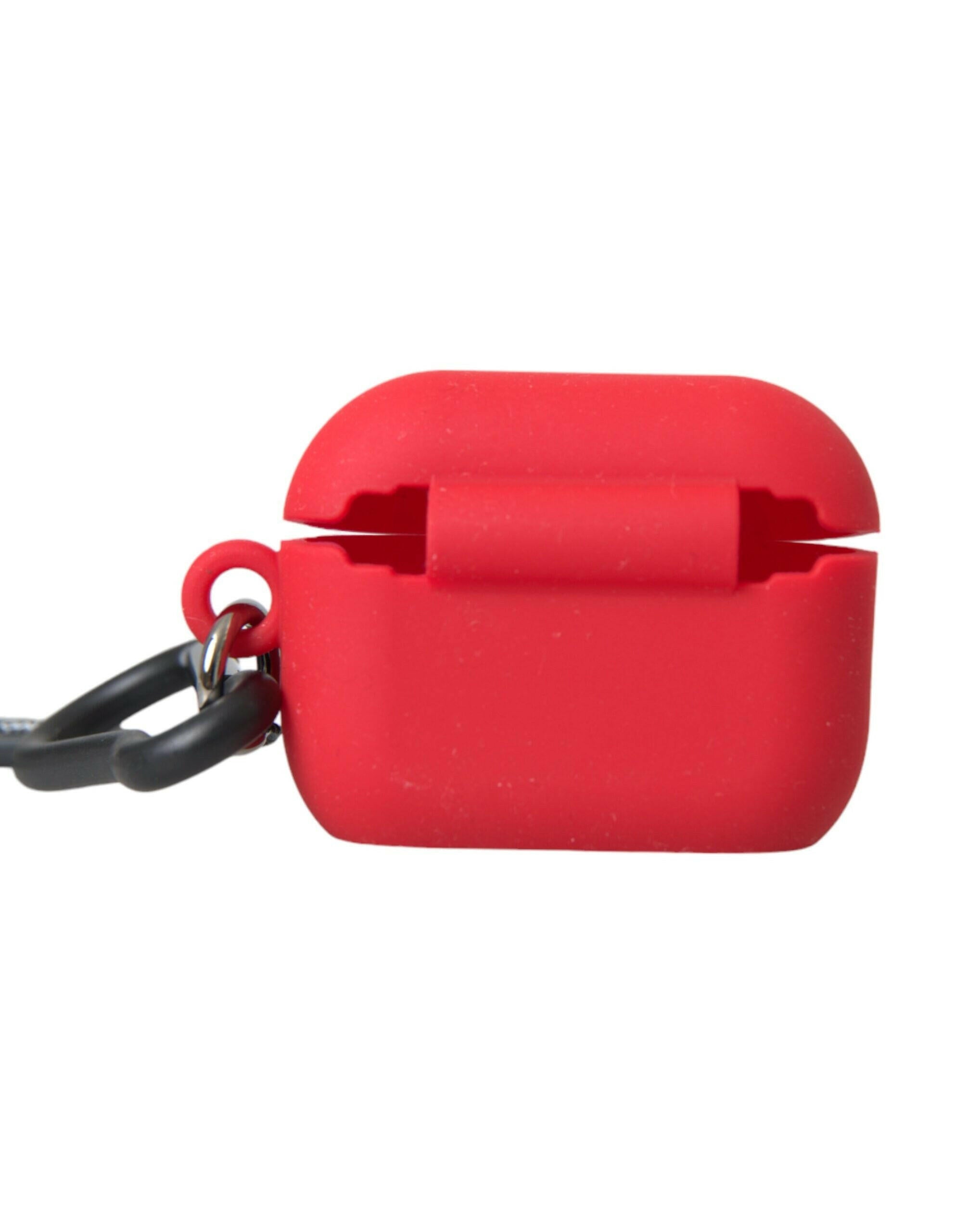 Dolce & Gabbana Red Silicone Rubber Logo Embossed Airpods Case.
