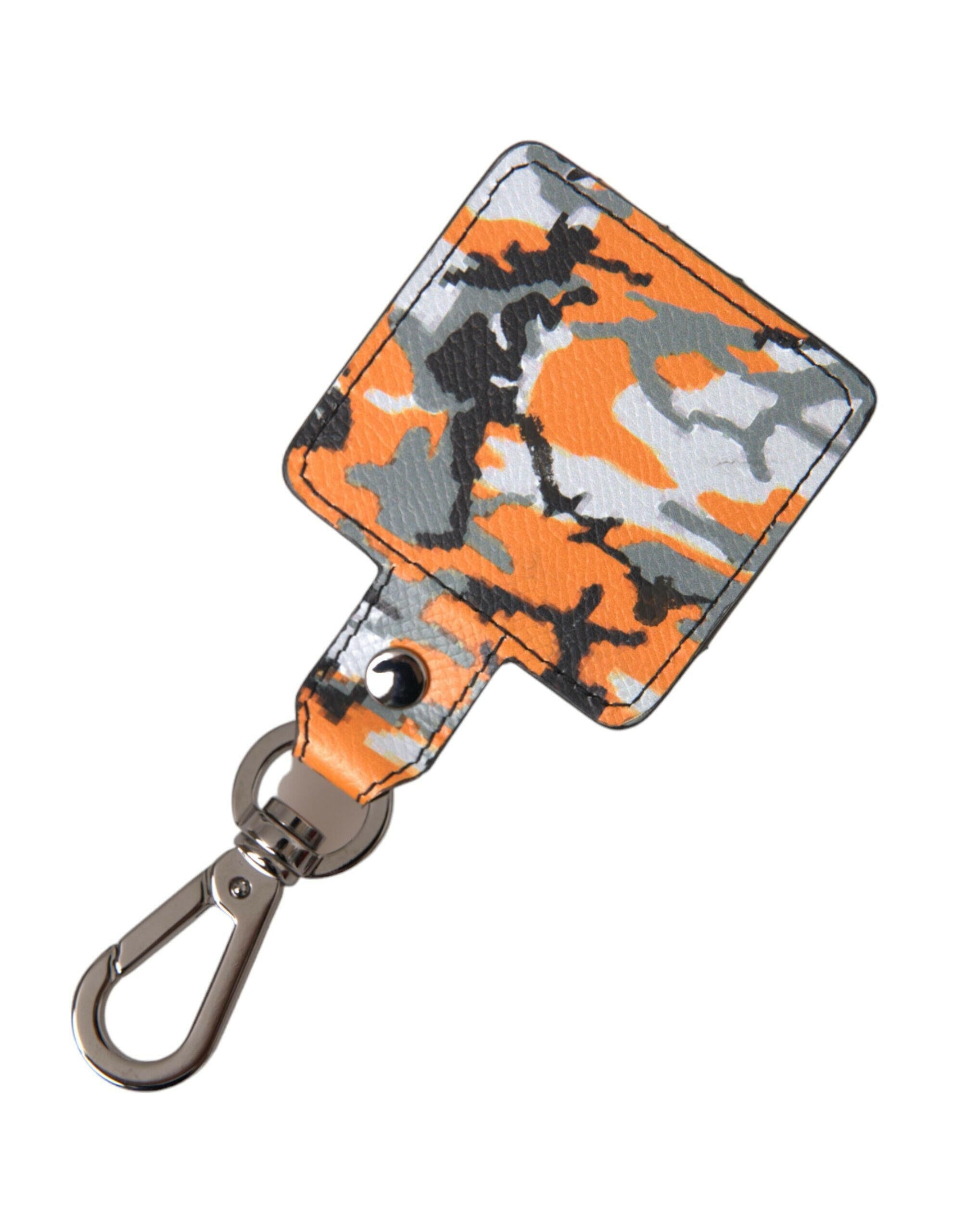 Dolce & Gabbana Multicolor Camouflage Print Leather Metal Airpods Case.