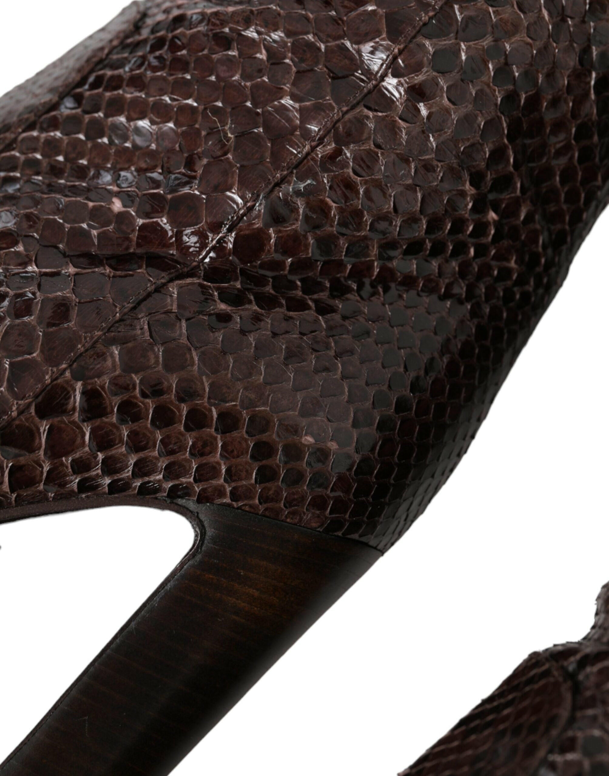 Dolce & Gabbana Brown Exotic Leather Heels High Boots Shoes.