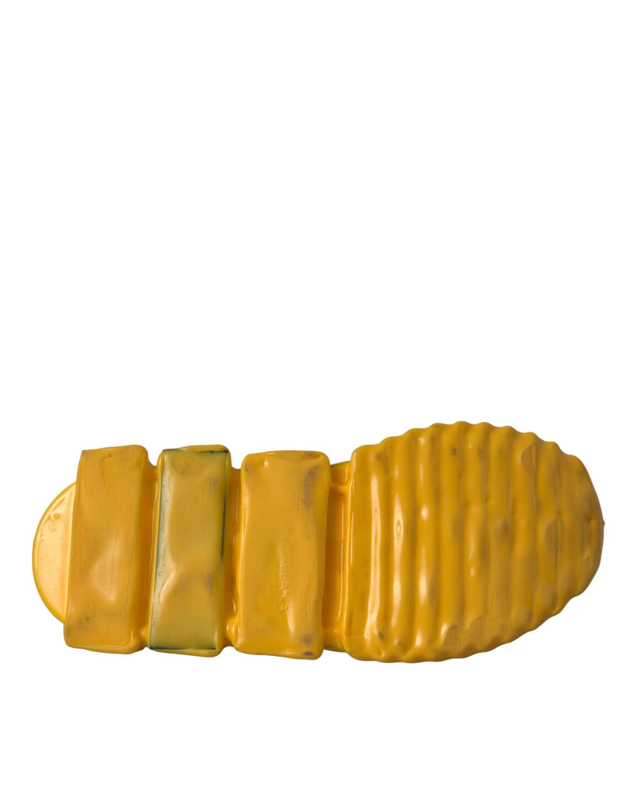 Dolce & Gabbana Yellow Sorrento Slip On Sneakers Women Shoes.