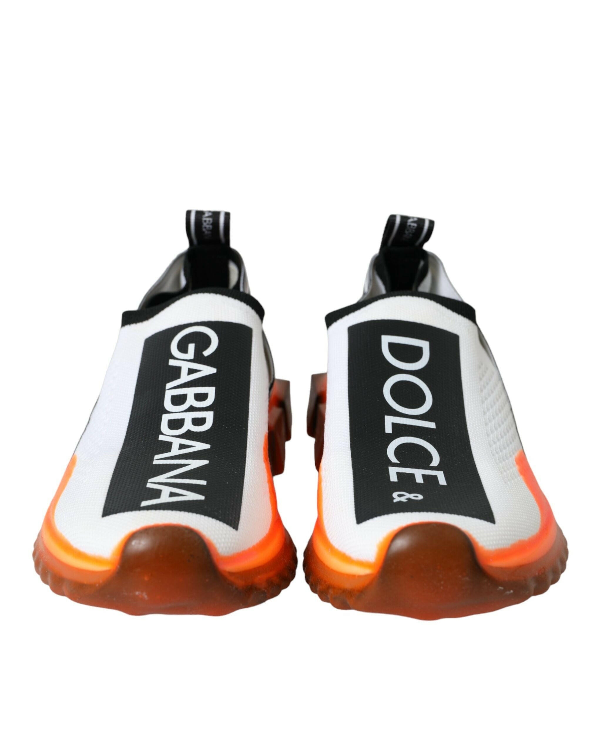 Dolce & Gabbana Black White Orange Slip On Sorrento Sneakers Shoes.
