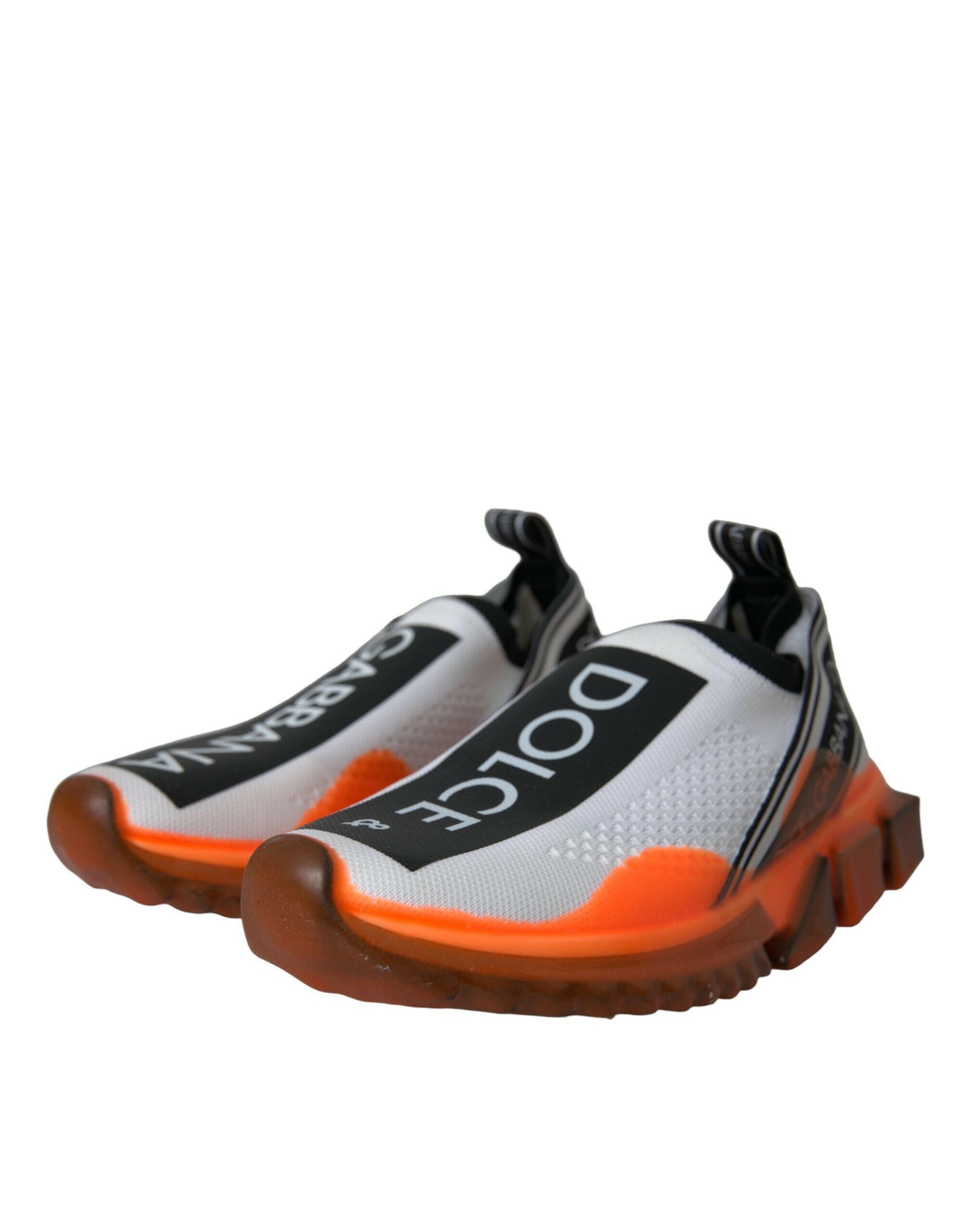 Dolce & Gabbana Black White Orange Slip On Sorrento Sneakers Shoes.