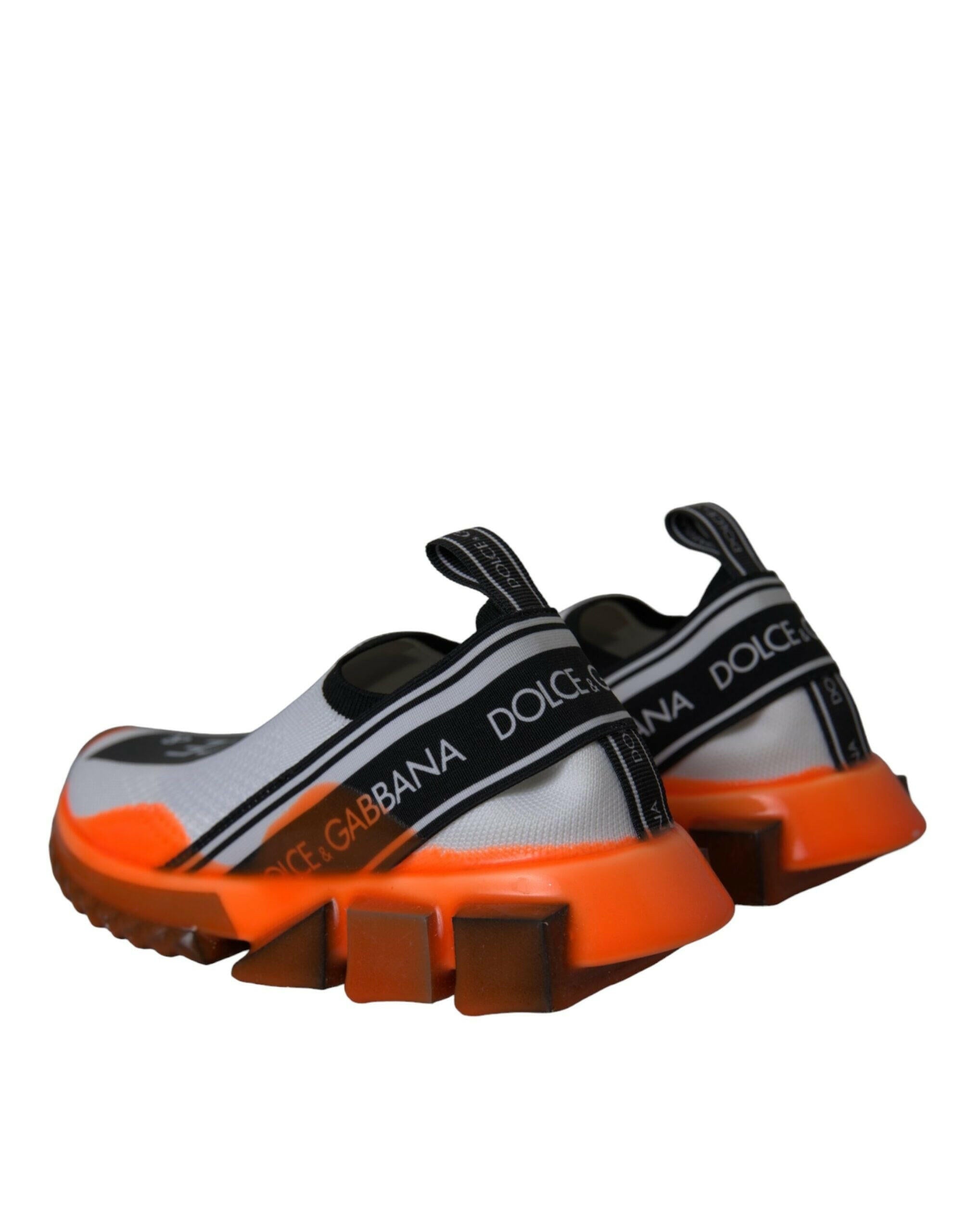 Dolce & Gabbana Black White Orange Slip On Sorrento Sneakers Shoes.