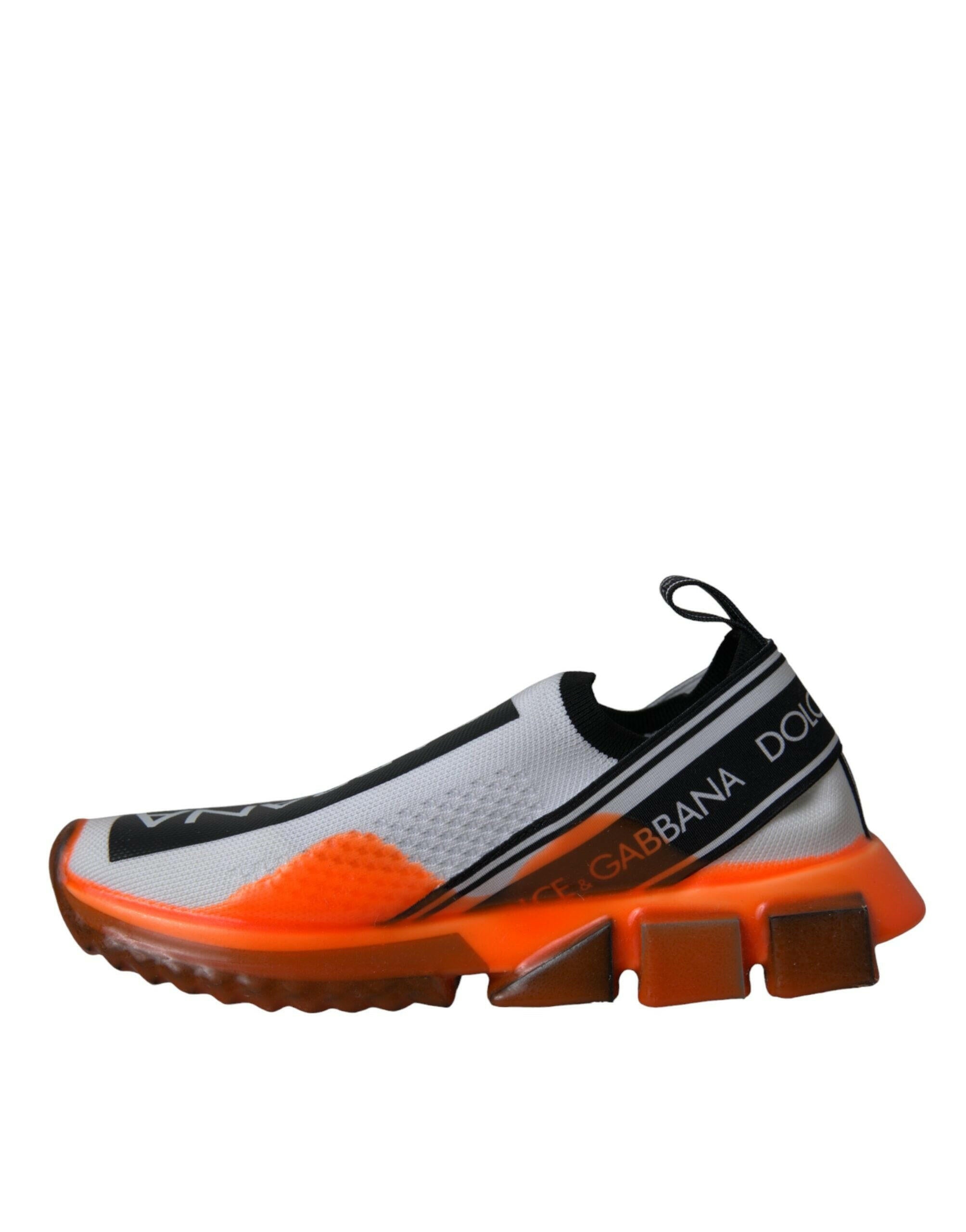 Dolce & Gabbana Black White Orange Slip On Sorrento Sneakers Shoes.