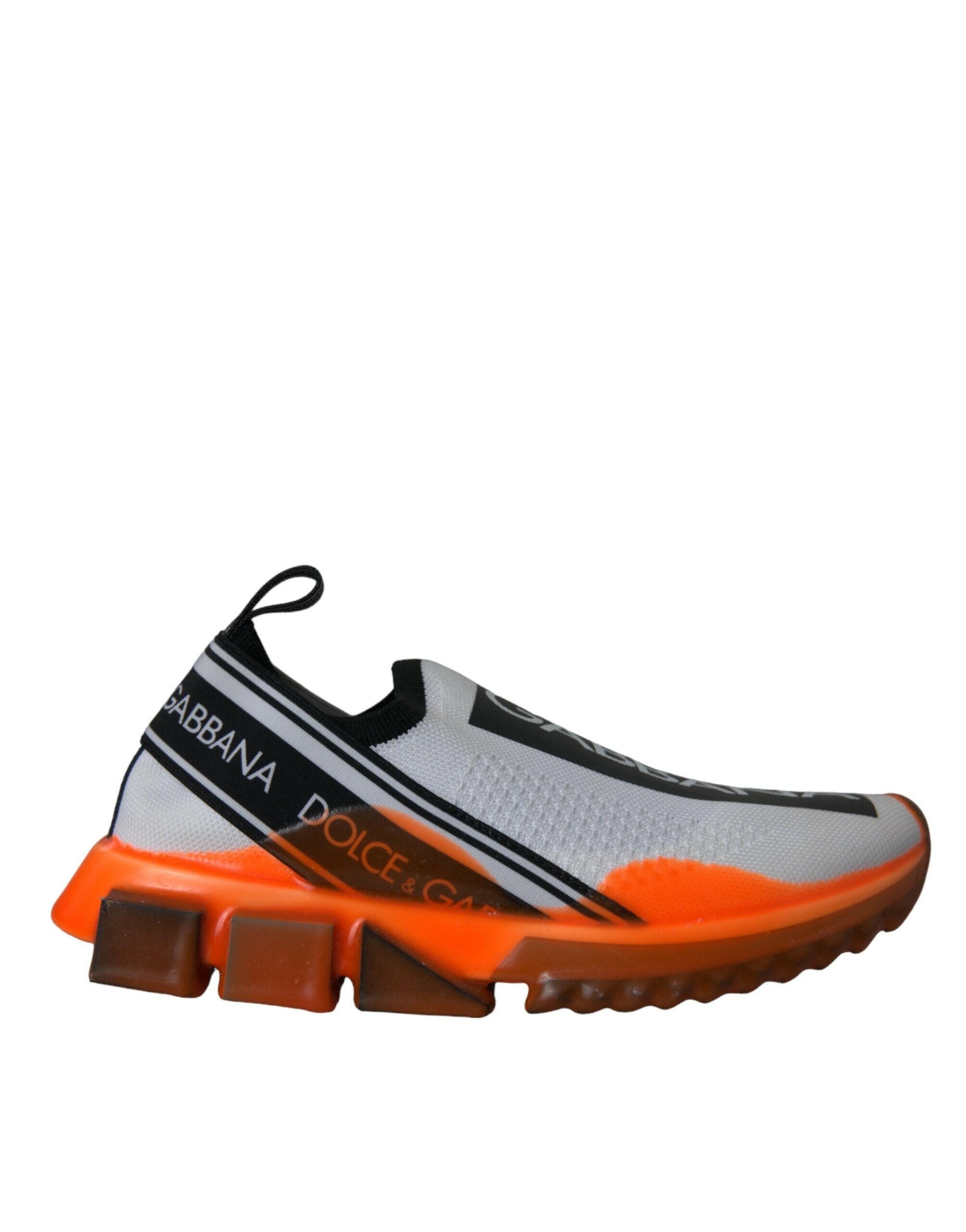 Dolce & Gabbana Black White Orange Slip On Sorrento Sneakers Shoes.