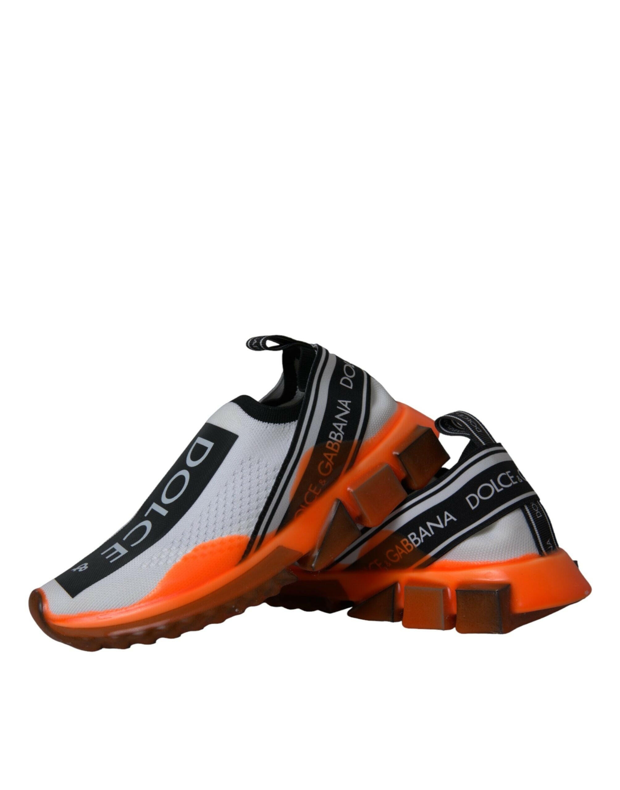 Dolce & Gabbana Black White Orange Slip On Sorrento Sneakers Shoes.