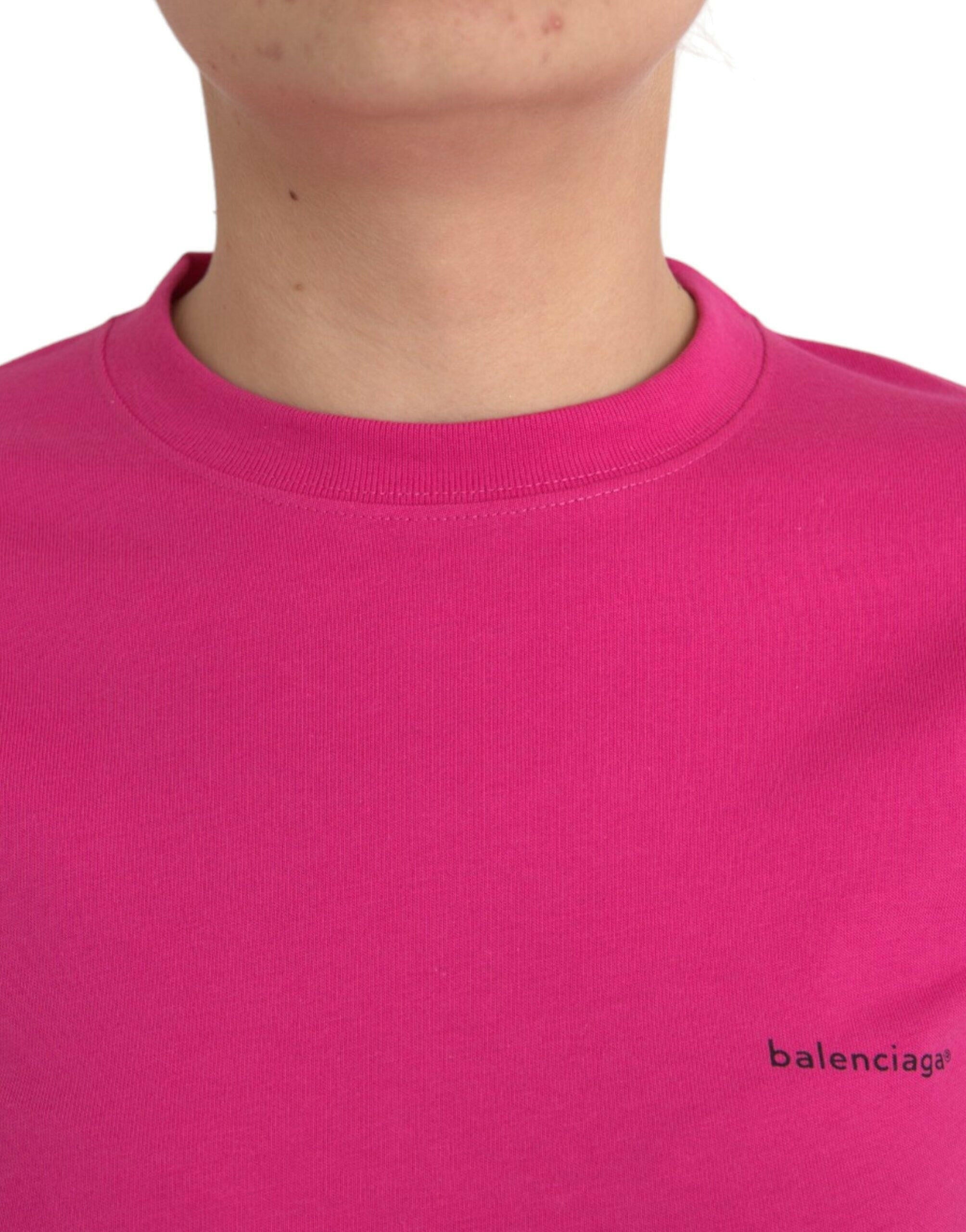 Balenciaga Pink Cotton Crew Neck Short Sleeves Tee T-shirt.