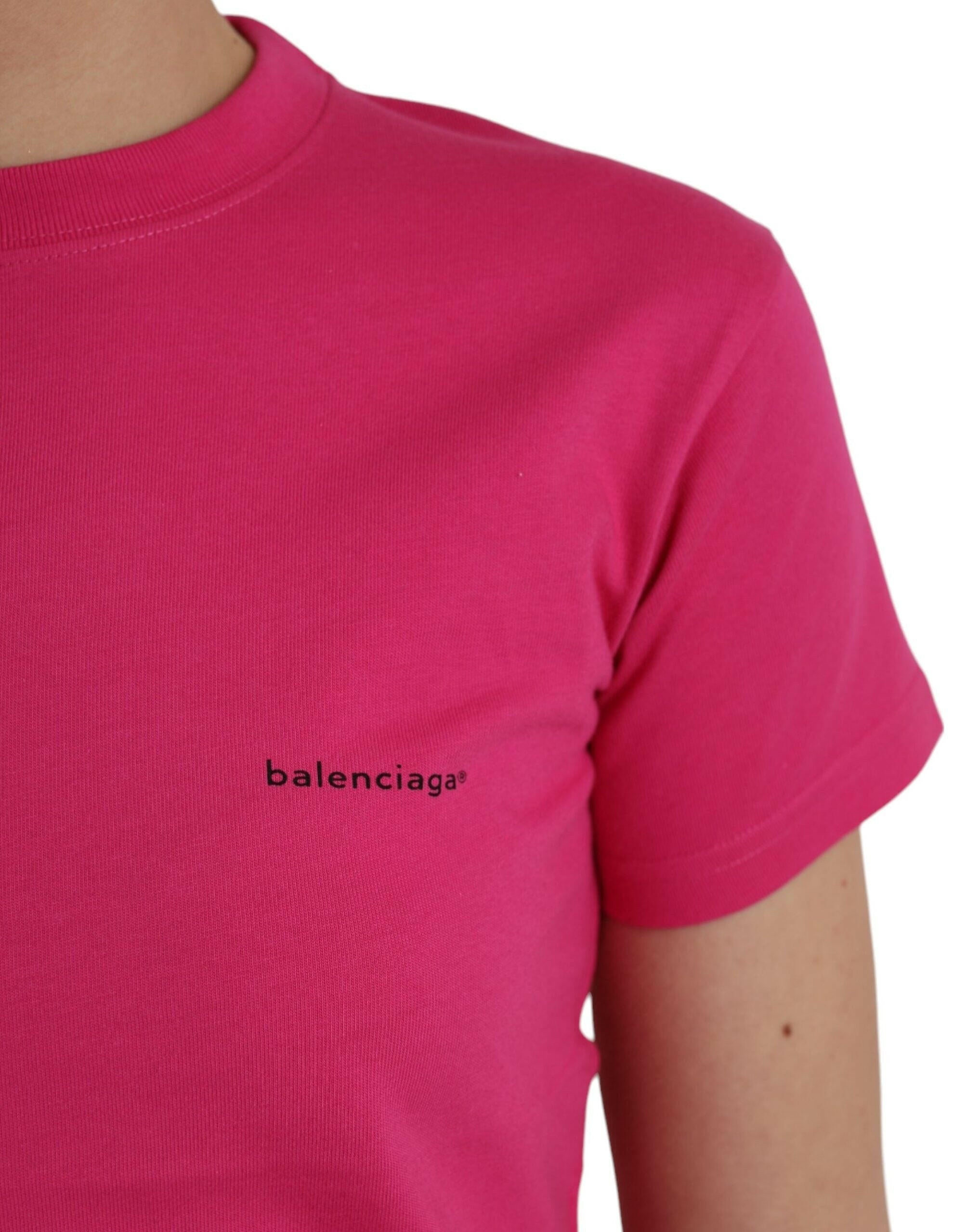 Balenciaga Pink Cotton Crew Neck Short Sleeves Tee T-shirt.