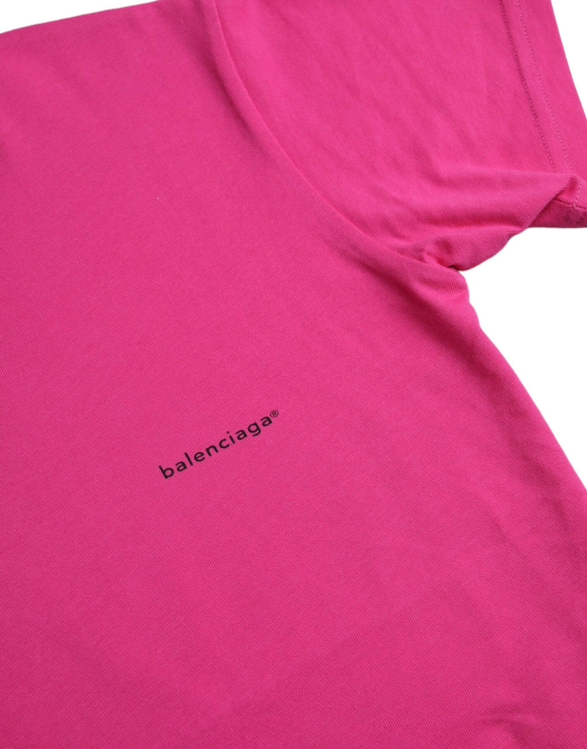 Balenciaga Pink Cotton Crew Neck Short Sleeves Tee T-shirt.