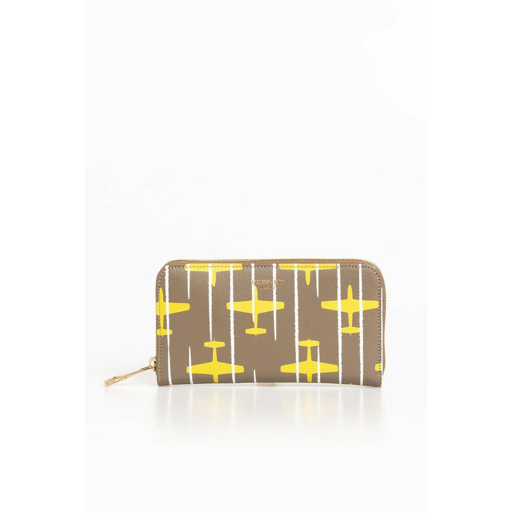 Trussardi Beige Leather Women Wallet.