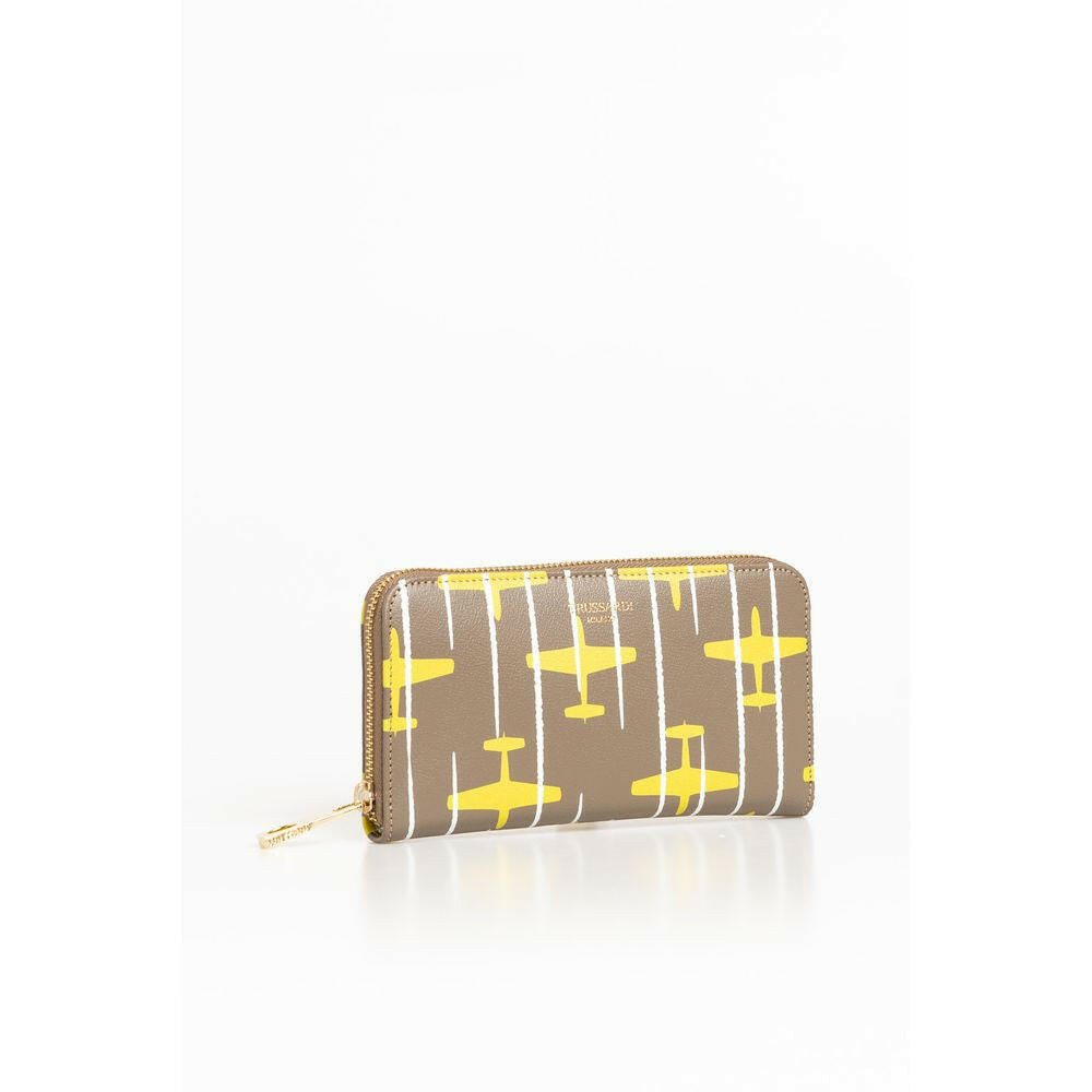 Trussardi Beige Leather Women Wallet.