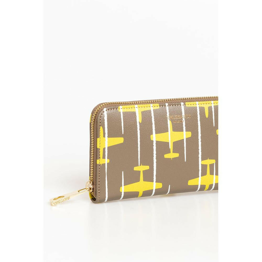 Trussardi Beige Leather Women Wallet.