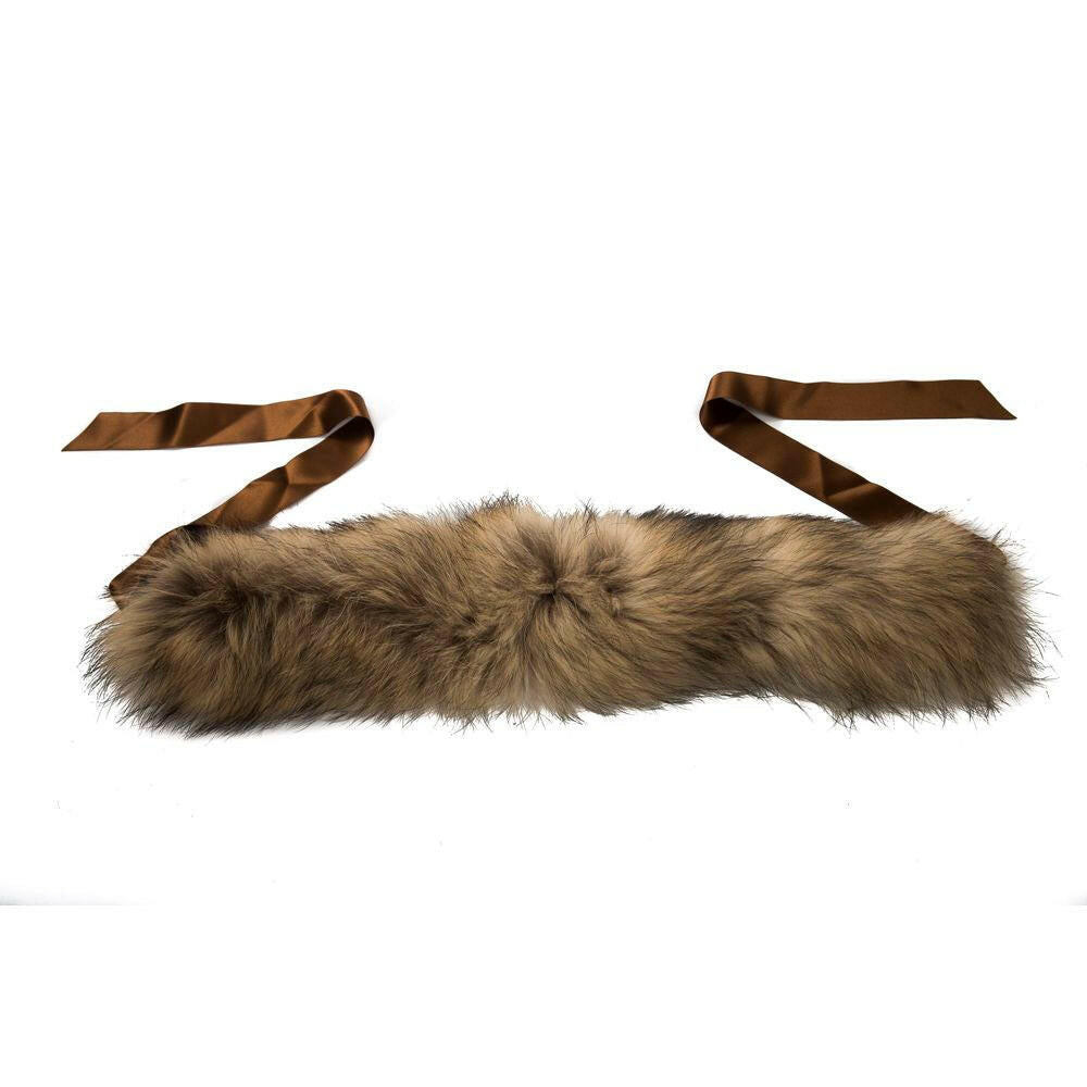 BYBLOS Brown Raccoon Fur Women Neckwarmer.