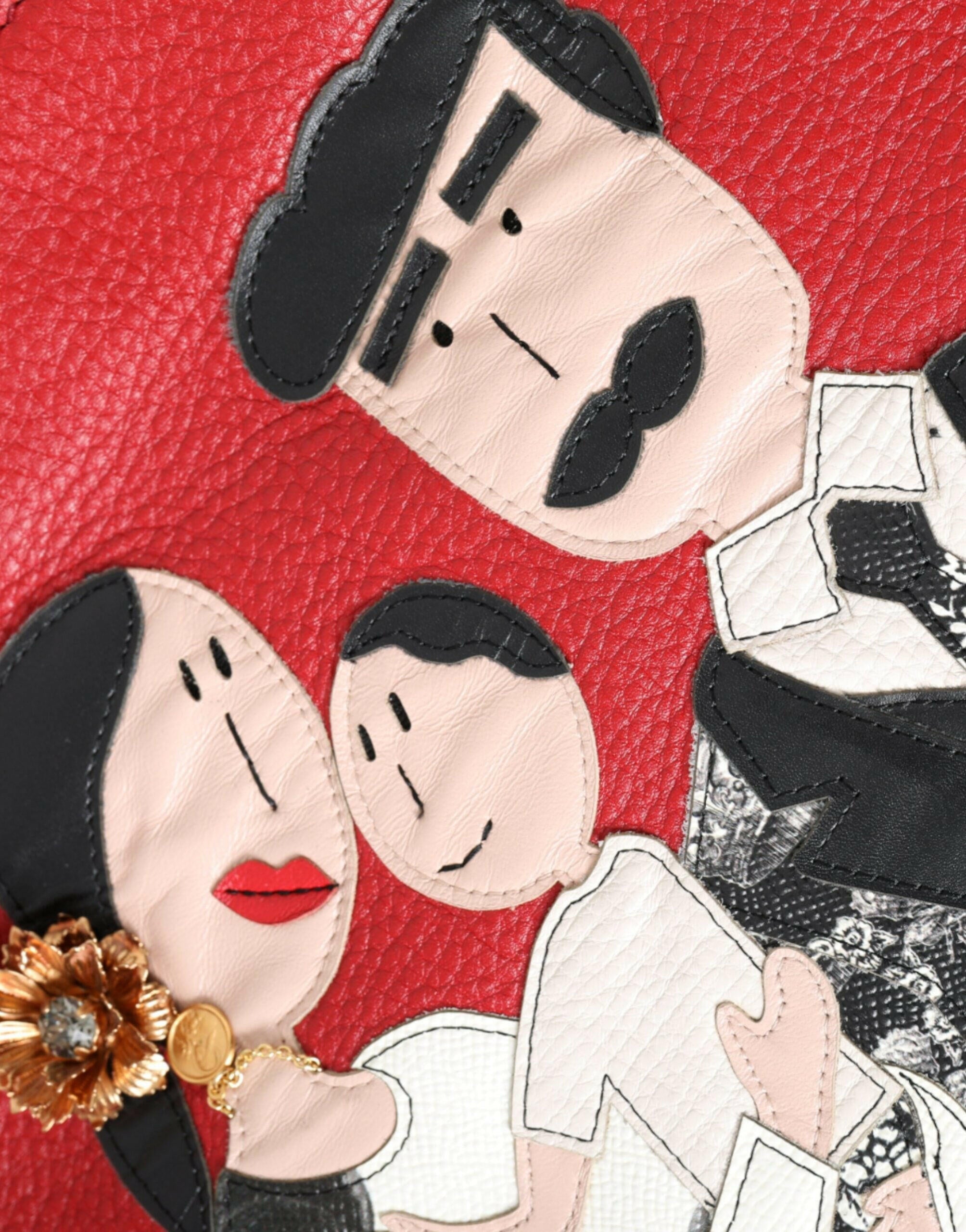 Dolce & Gabbana Red Leather #DGFamily Patch Shopping Tote Bag.
