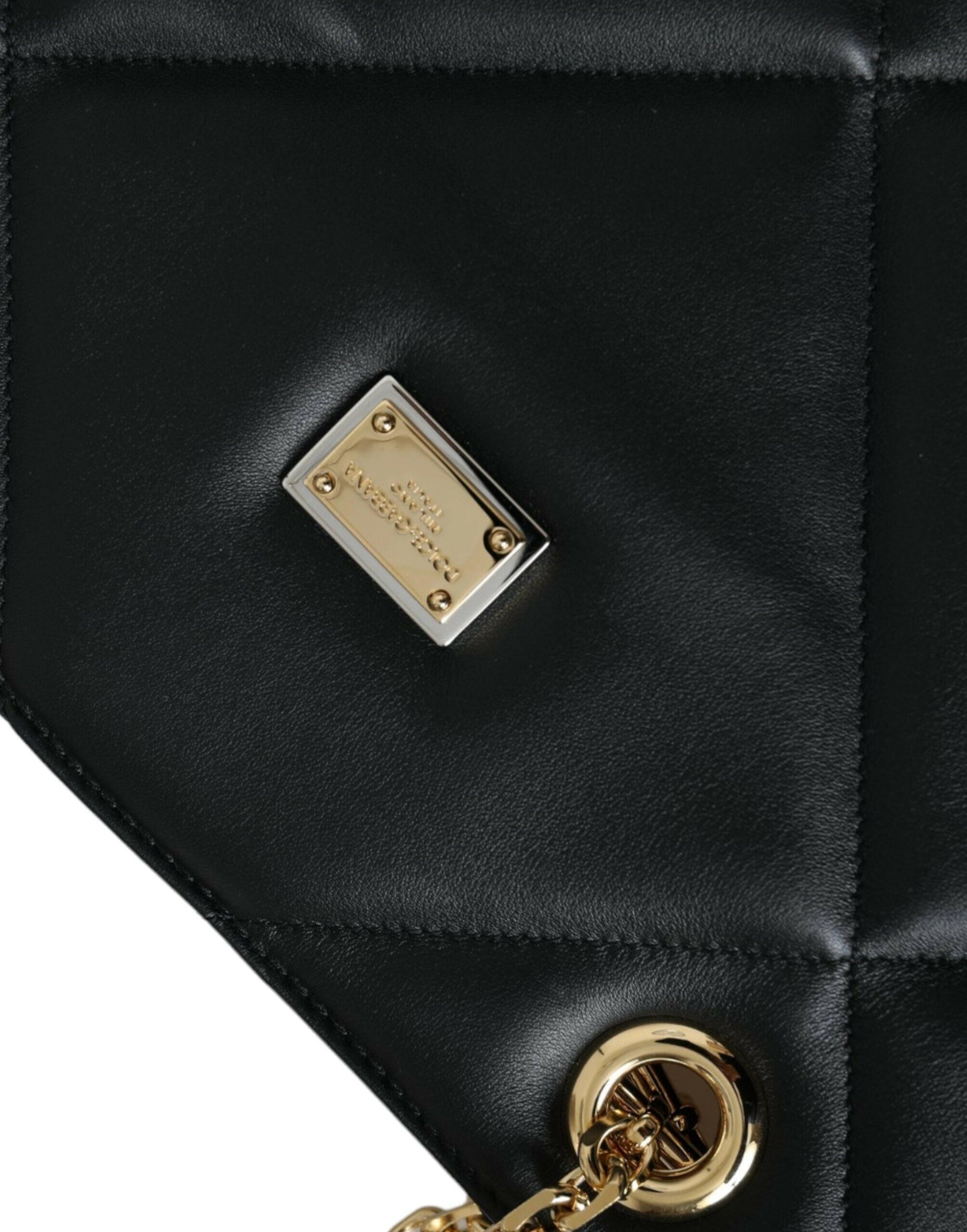Dolce & Gabbana Black Leather JUNGLE Quilted Shopping Tote Bag.