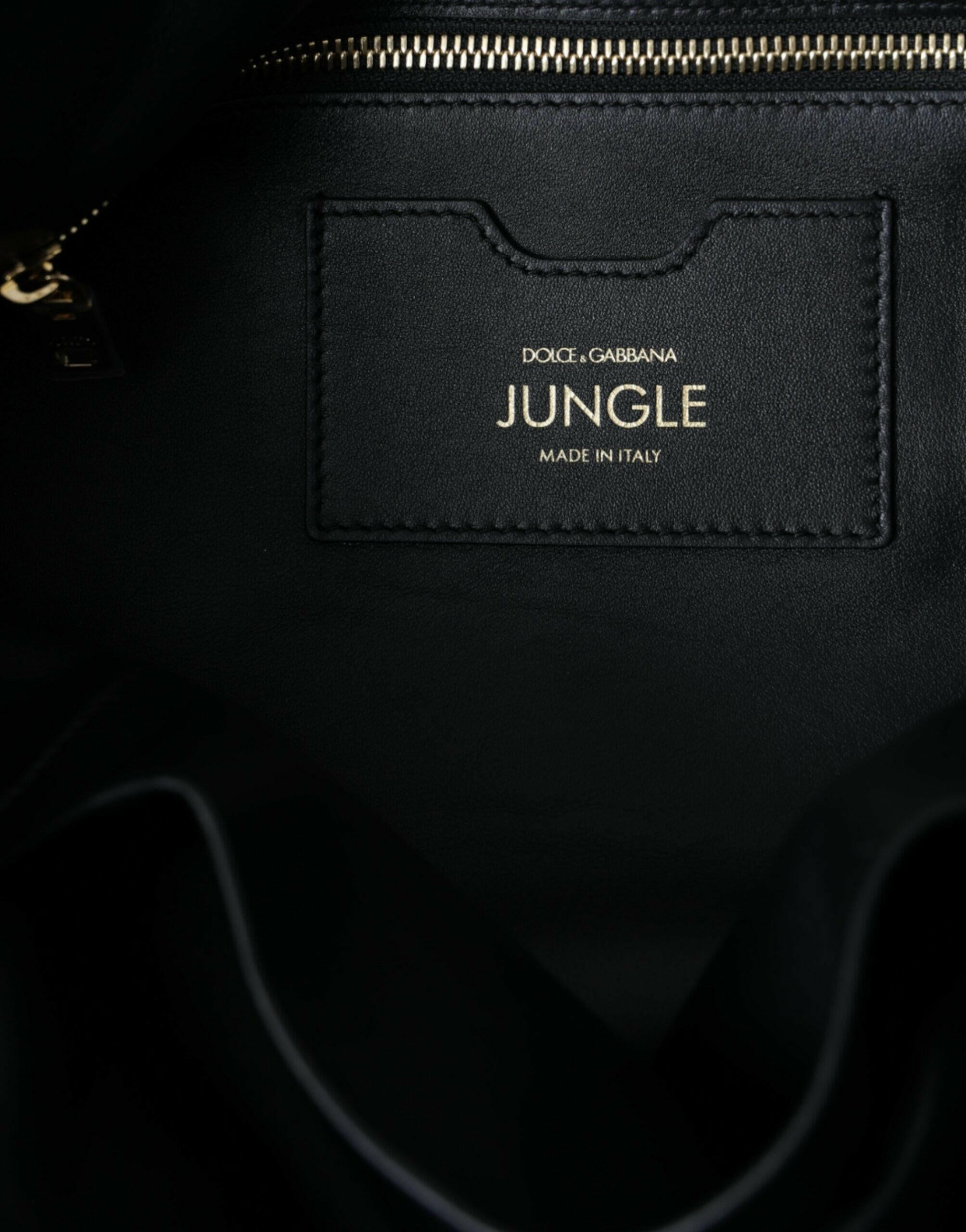 Dolce & Gabbana Black Leather JUNGLE Quilted Shopping Tote Bag.