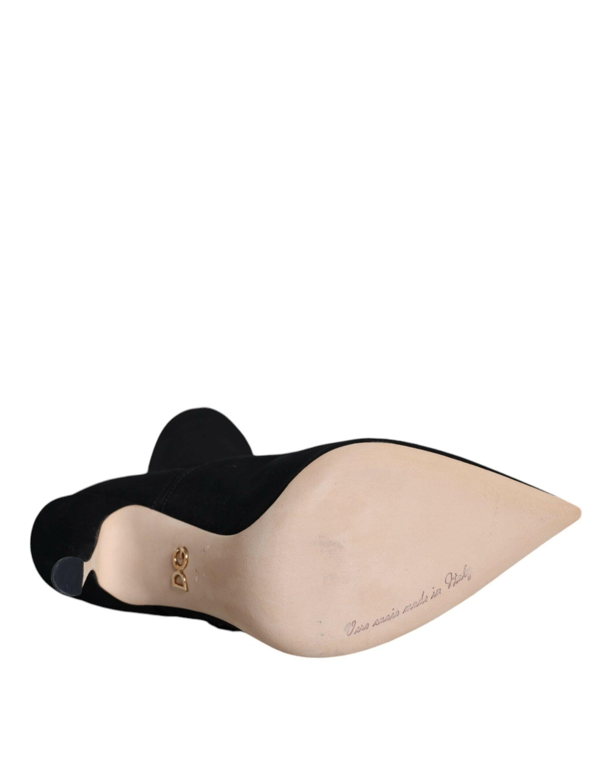 Dolce & Gabbana Black Stiletto Heels Mid Calf Boots Shoes.