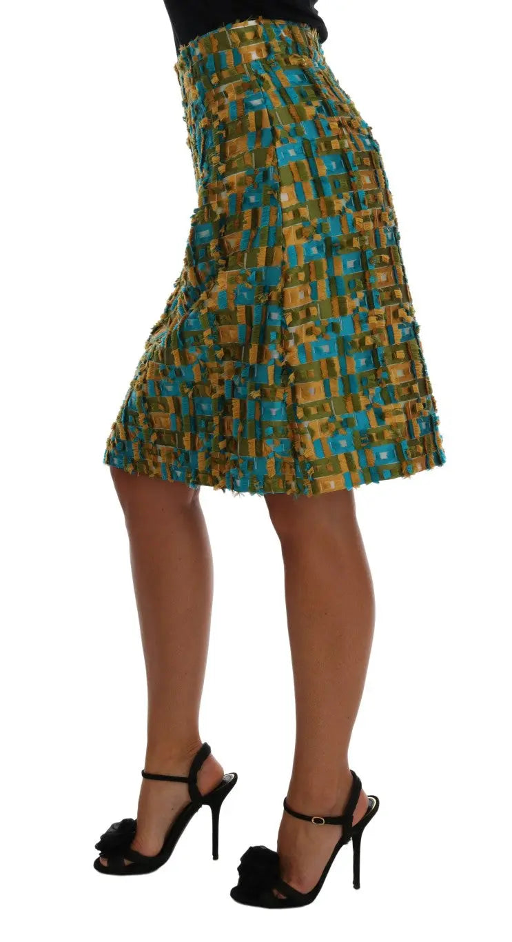 Dolce & Gabbana Elegant Green Jacquard High Waist Skirt - MaraFormigone