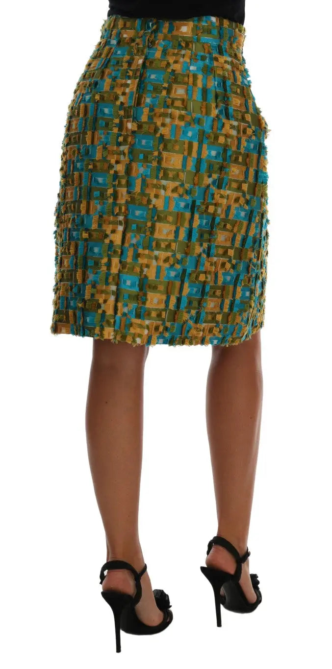 Dolce & Gabbana Elegant Green Jacquard High Waist Skirt - MaraFormigone