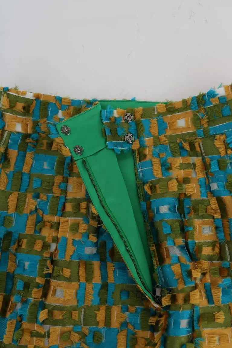 Dolce & Gabbana Elegant Green Jacquard High Waist Skirt - MaraFormigone