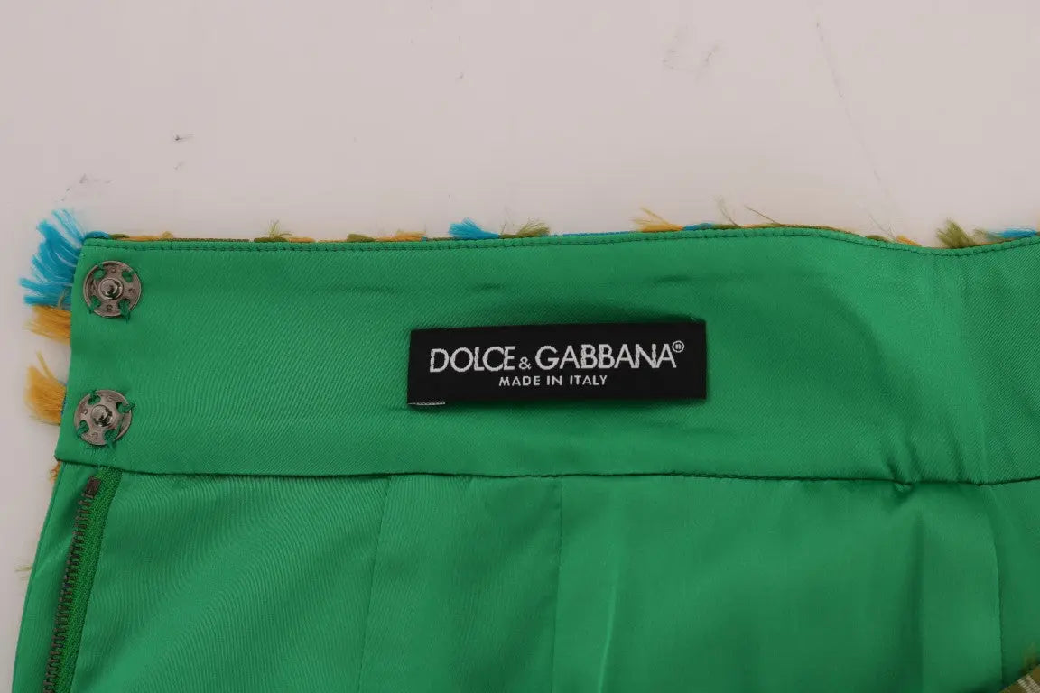 Dolce & Gabbana Elegant Green Jacquard High Waist Skirt - MaraFormigone