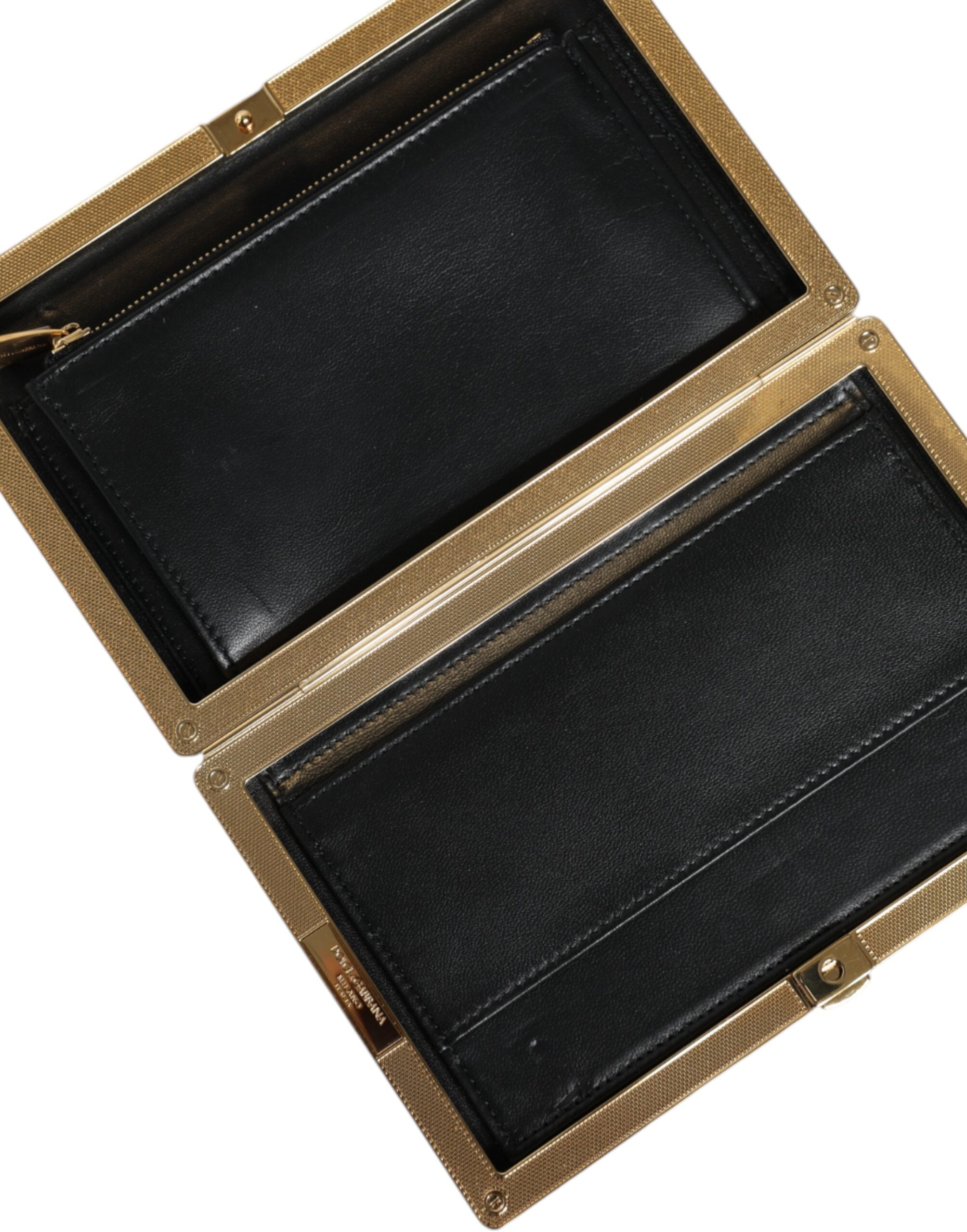 Dolce & Gabbana Multicolor Floral Gold Frame Clutch Evening Purse Bag.