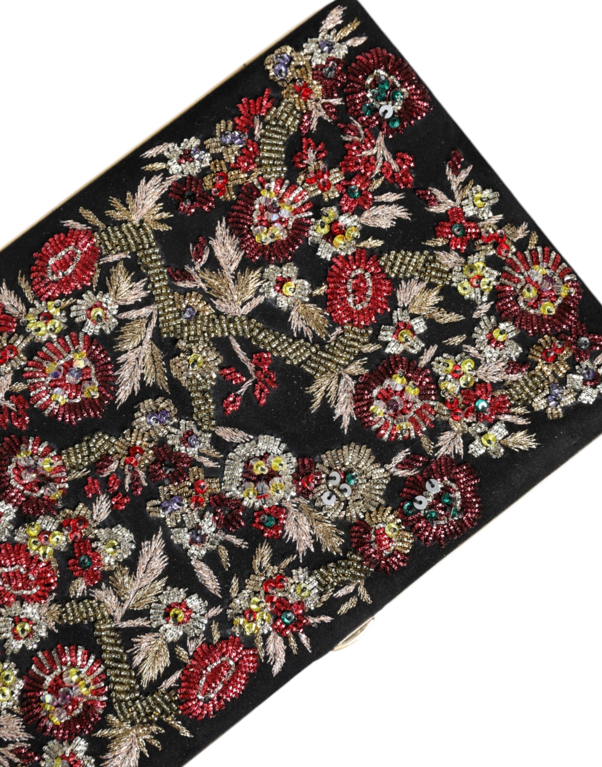 Dolce & Gabbana Multicolor Floral Gold Frame Clutch Evening Purse Bag.