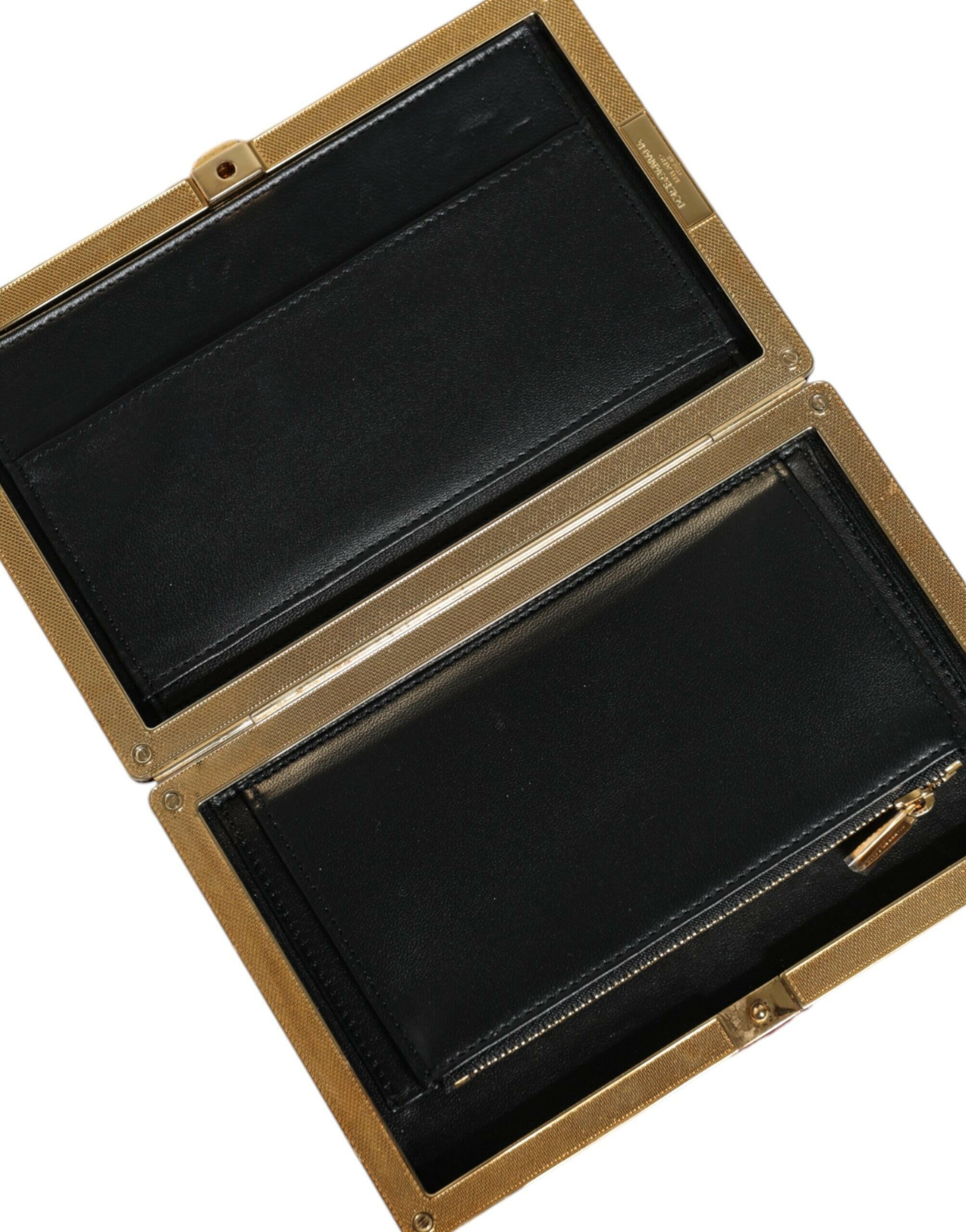 Dolce & Gabbana Red Velvet Gold Frame Clutch Evening Party Purse Bag.