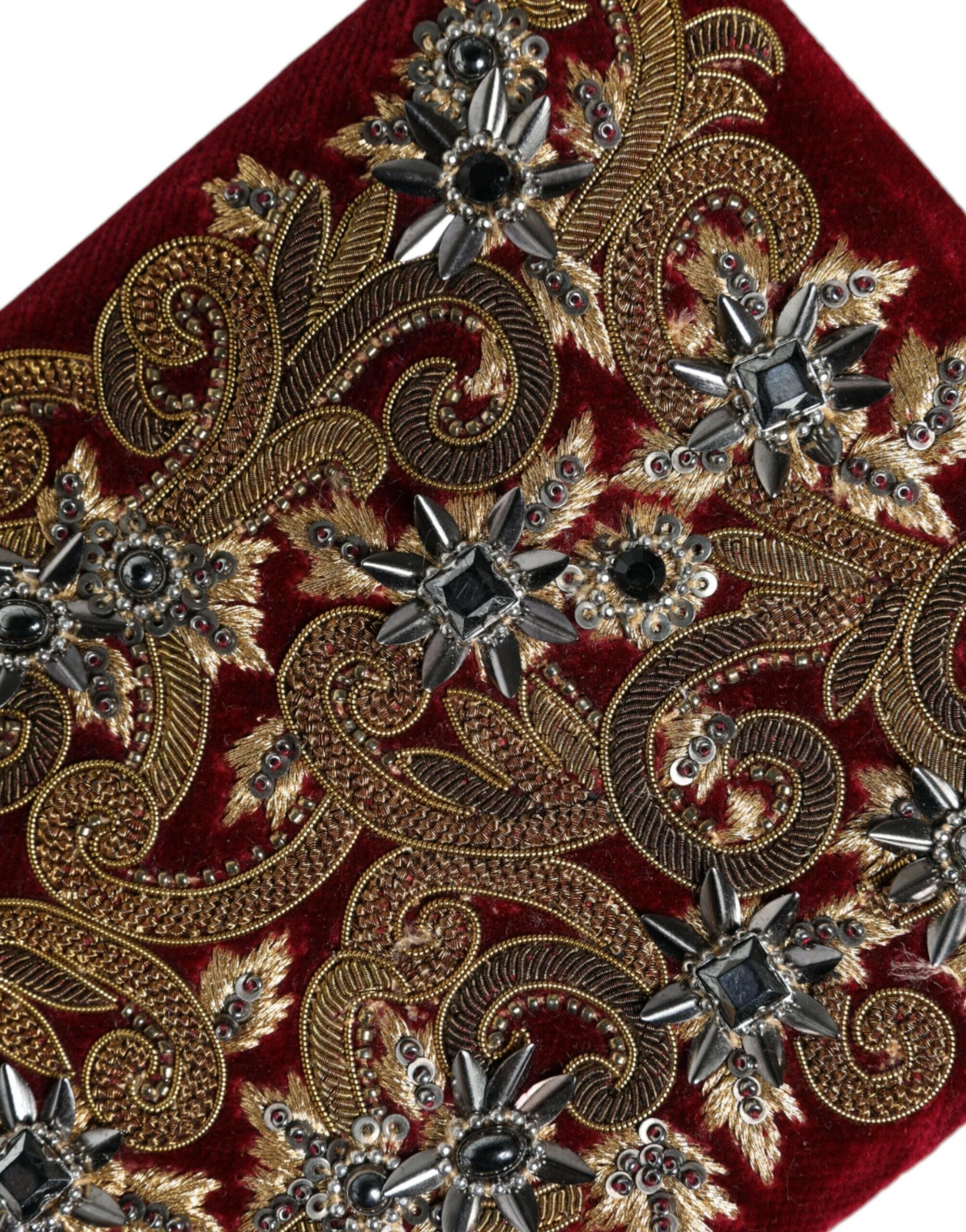 Dolce & Gabbana Red Velvet Gold Frame Clutch Evening Party Purse Bag.