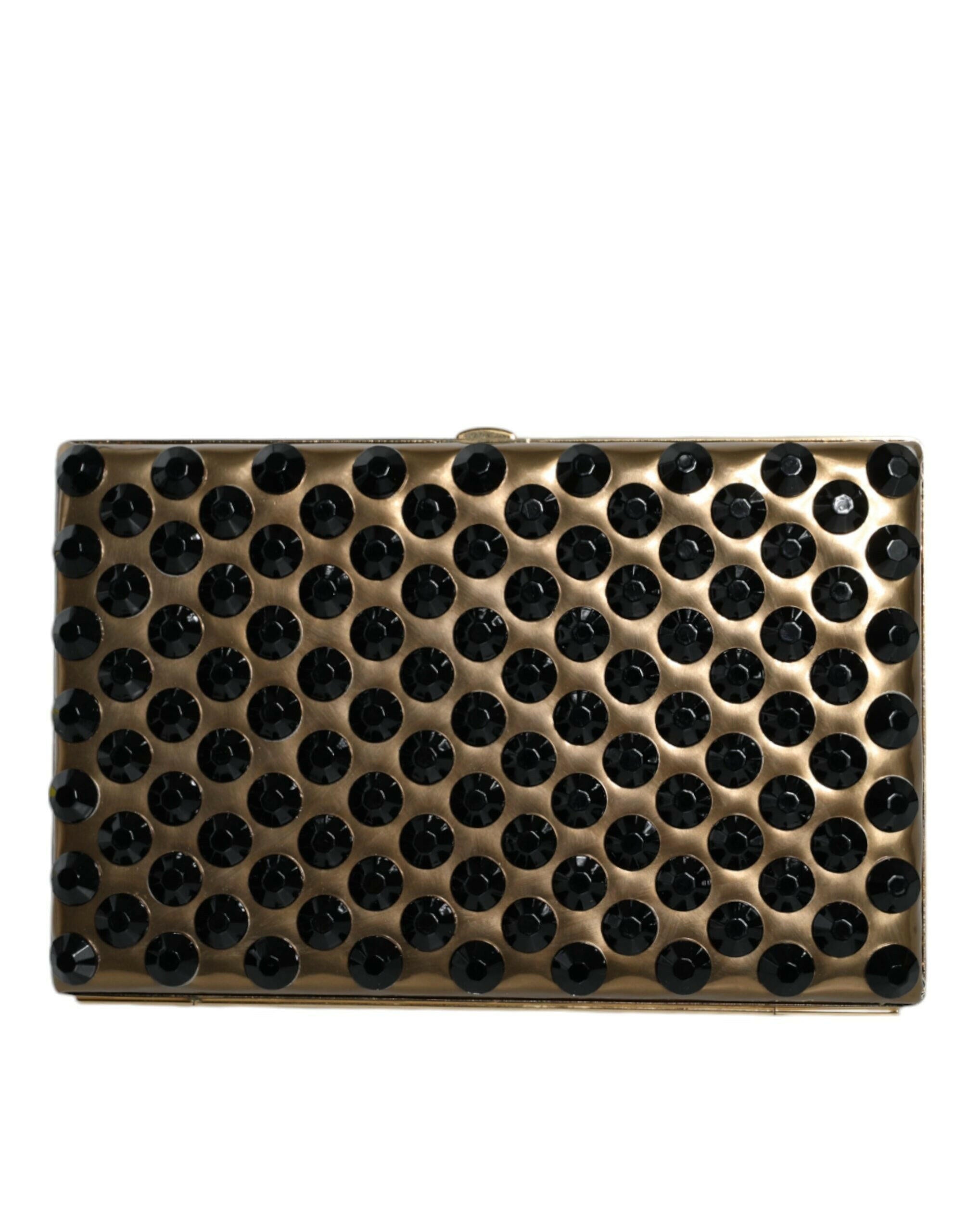 Dolce & Gabbana Gold Crystal Bifold Clutch Evening Party Women Purse Bag.