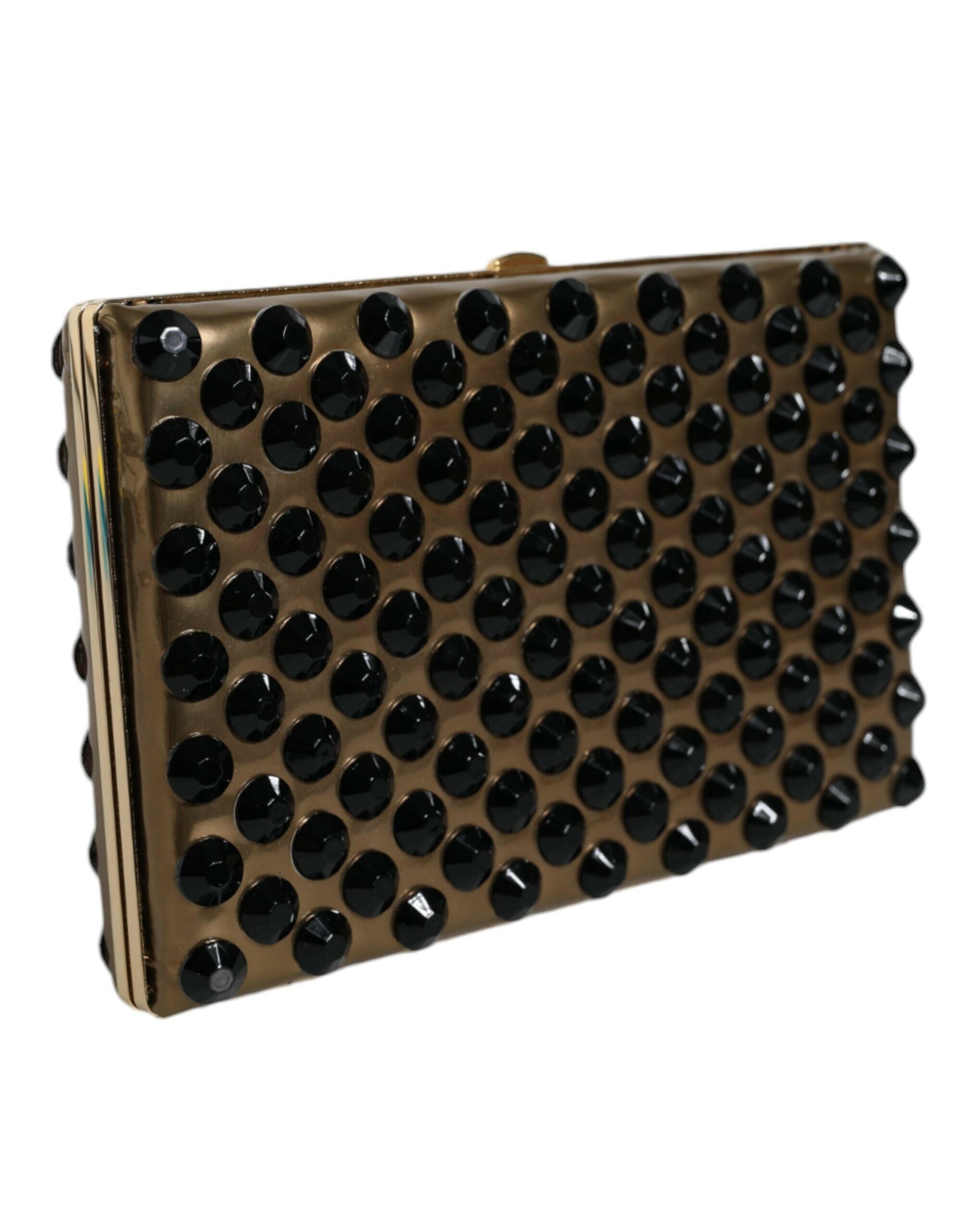 Dolce & Gabbana Gold Crystal Bifold Clutch Evening Party Women Purse Bag.