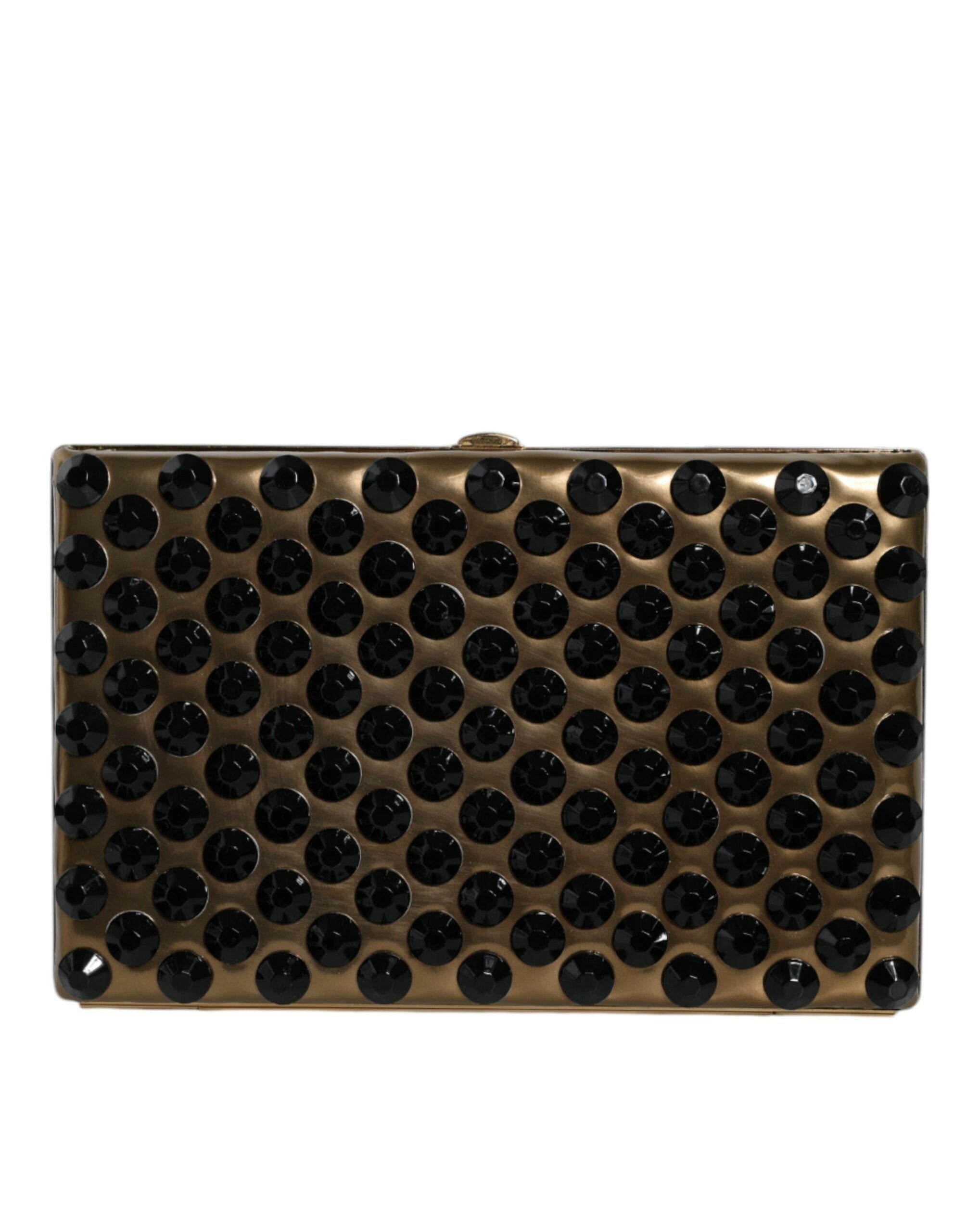 Dolce & Gabbana Gold Crystal Bifold Clutch Evening Party Women Purse Bag.