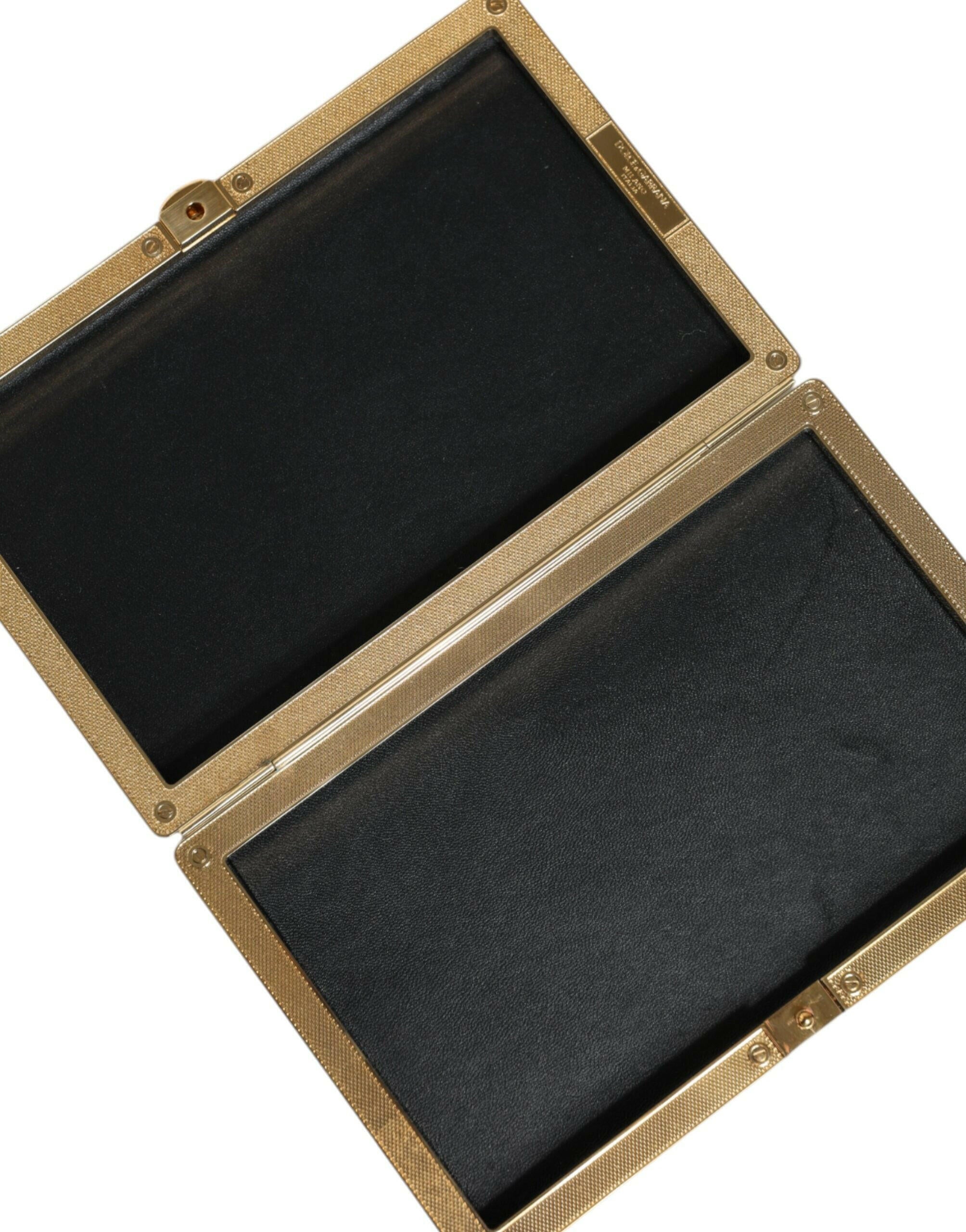 Dolce & Gabbana Gold Crystal Bifold Clutch Evening Party Women Purse Bag.