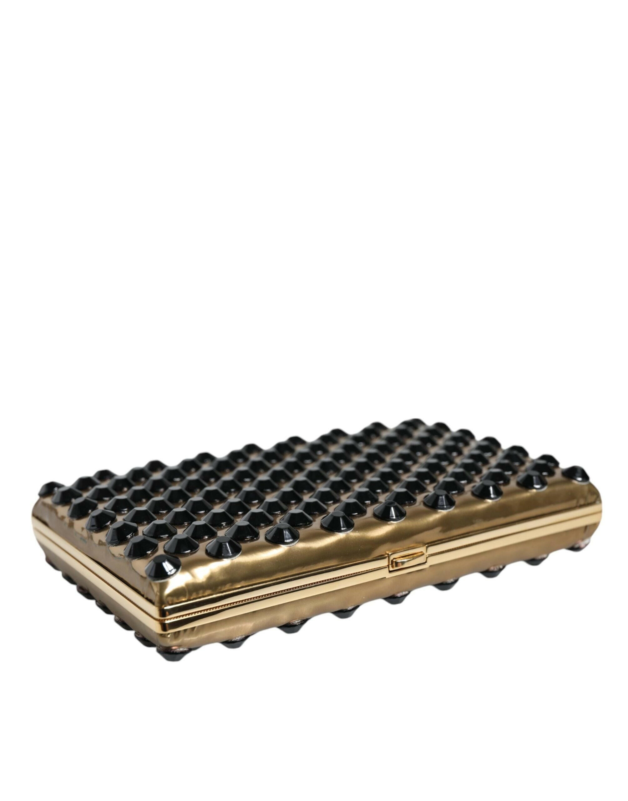 Dolce & Gabbana Gold Crystal Bifold Clutch Evening Party Women Purse Bag.