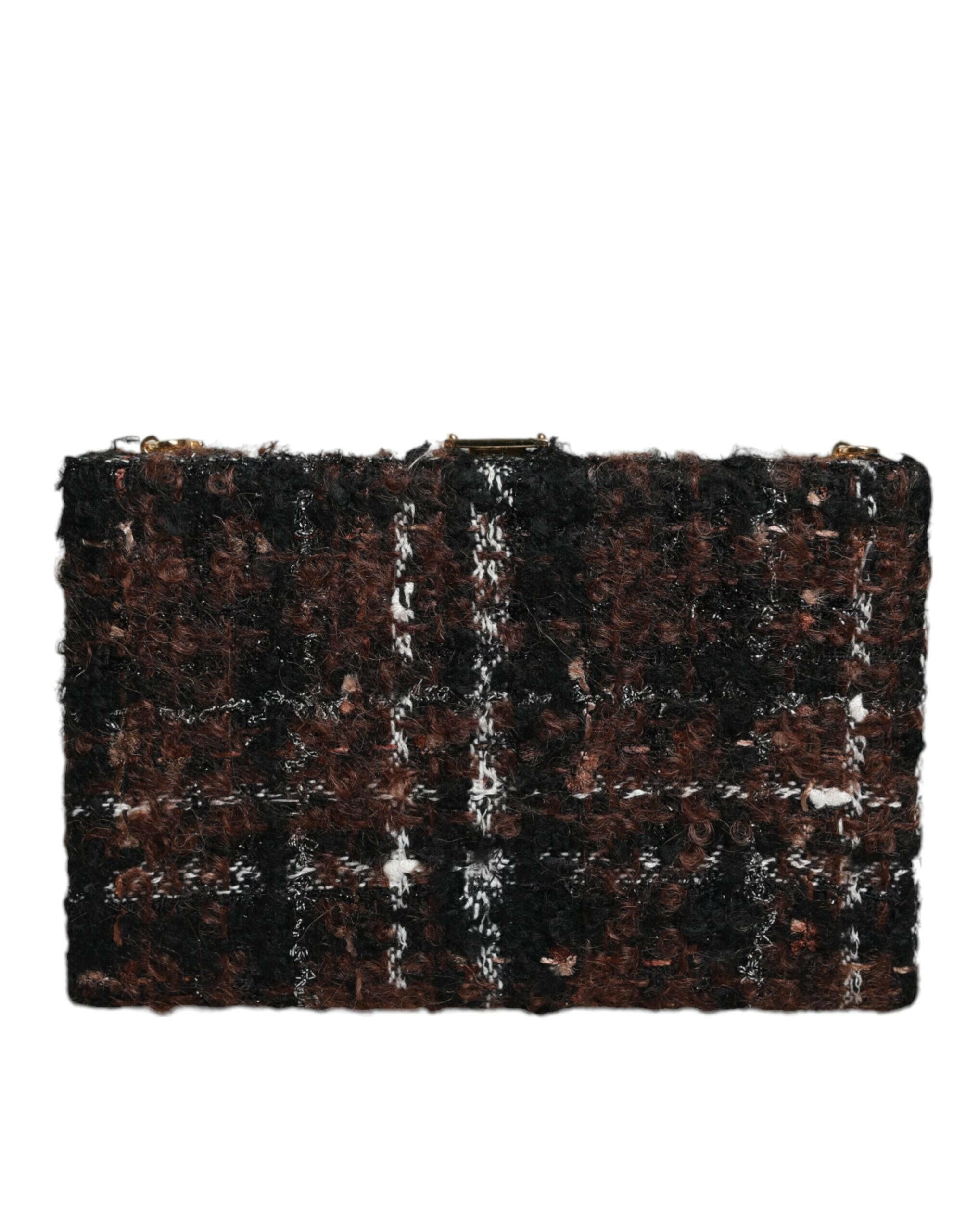 Dolce & Gabbana Multicolor Tweed Floral Clutch Evening Party Purse CrossBody Bag.