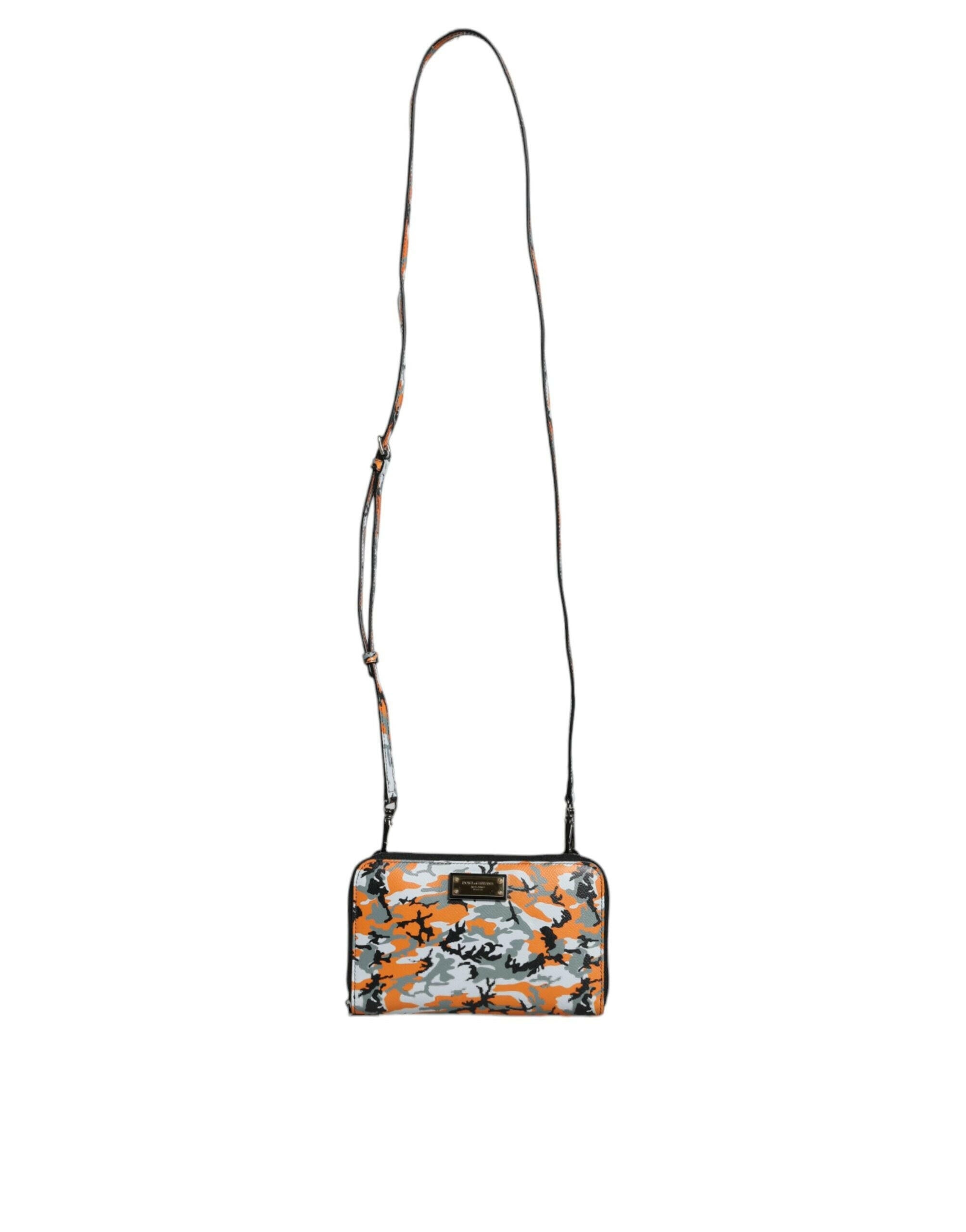 Dolce & Gabbana Multicolor Camouflage Leather Purse Cross Body Bag.