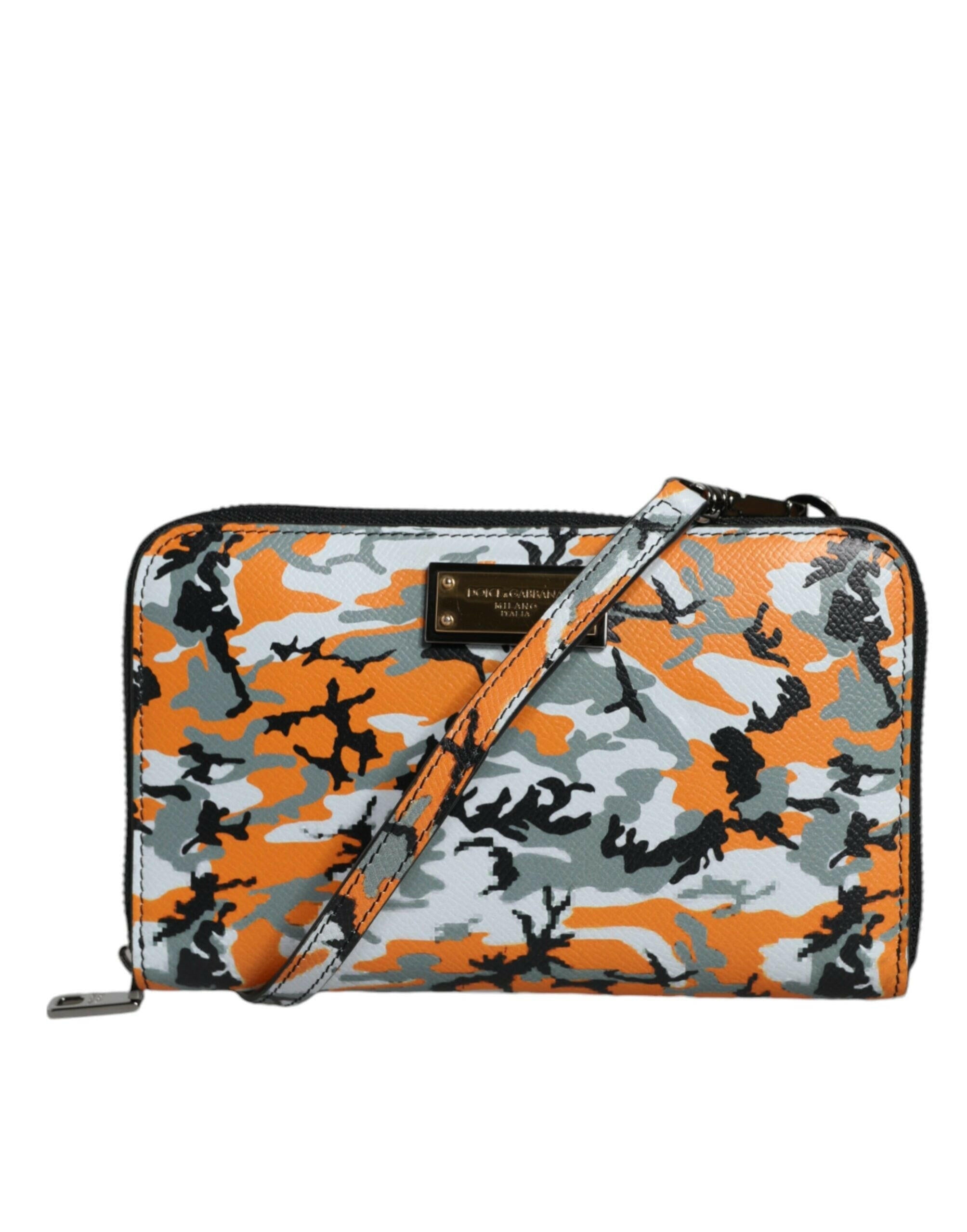 Dolce & Gabbana Multicolor Camouflage Leather Purse Cross Body Bag.