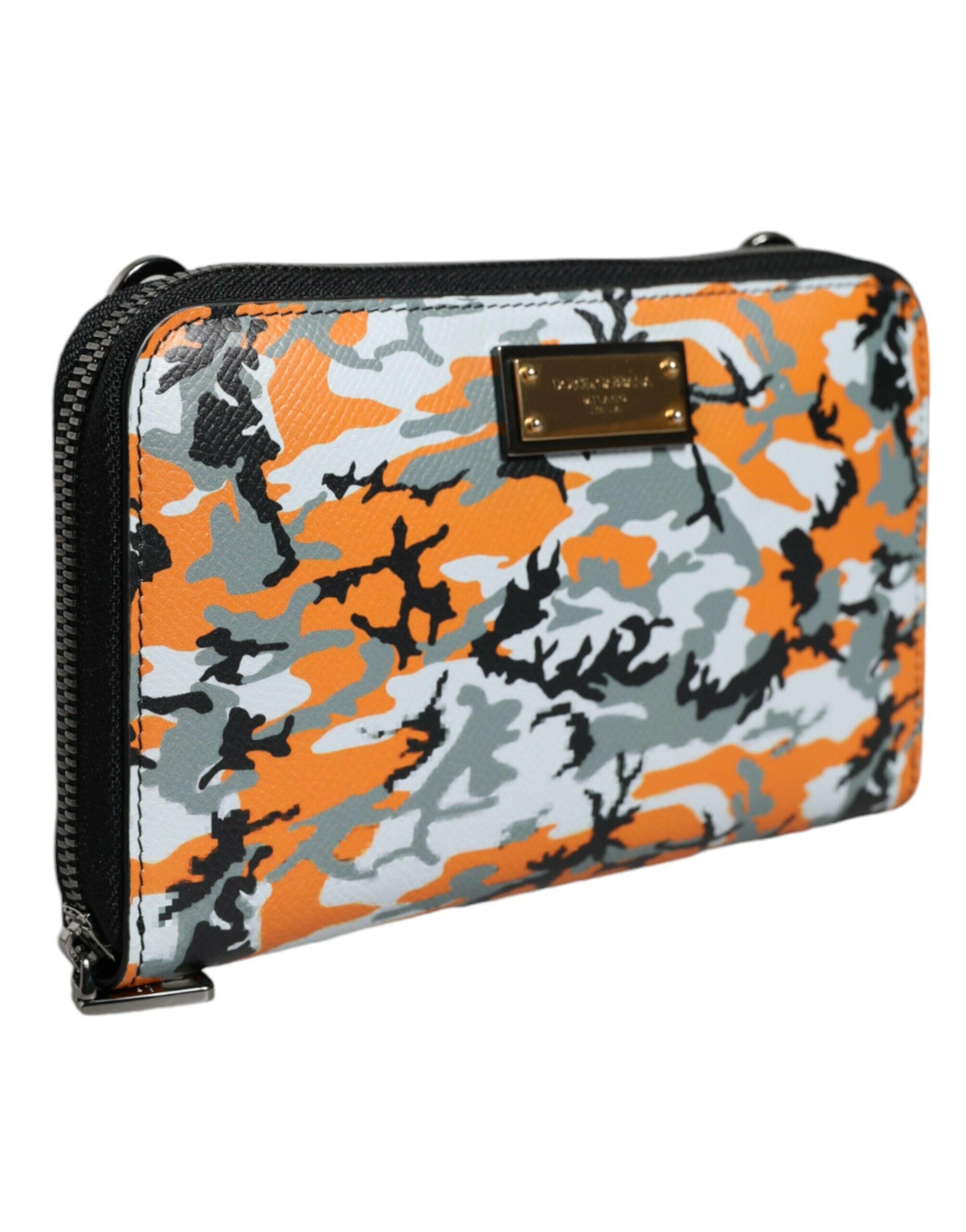 Dolce & Gabbana Multicolor Camouflage Leather Purse Cross Body Bag.