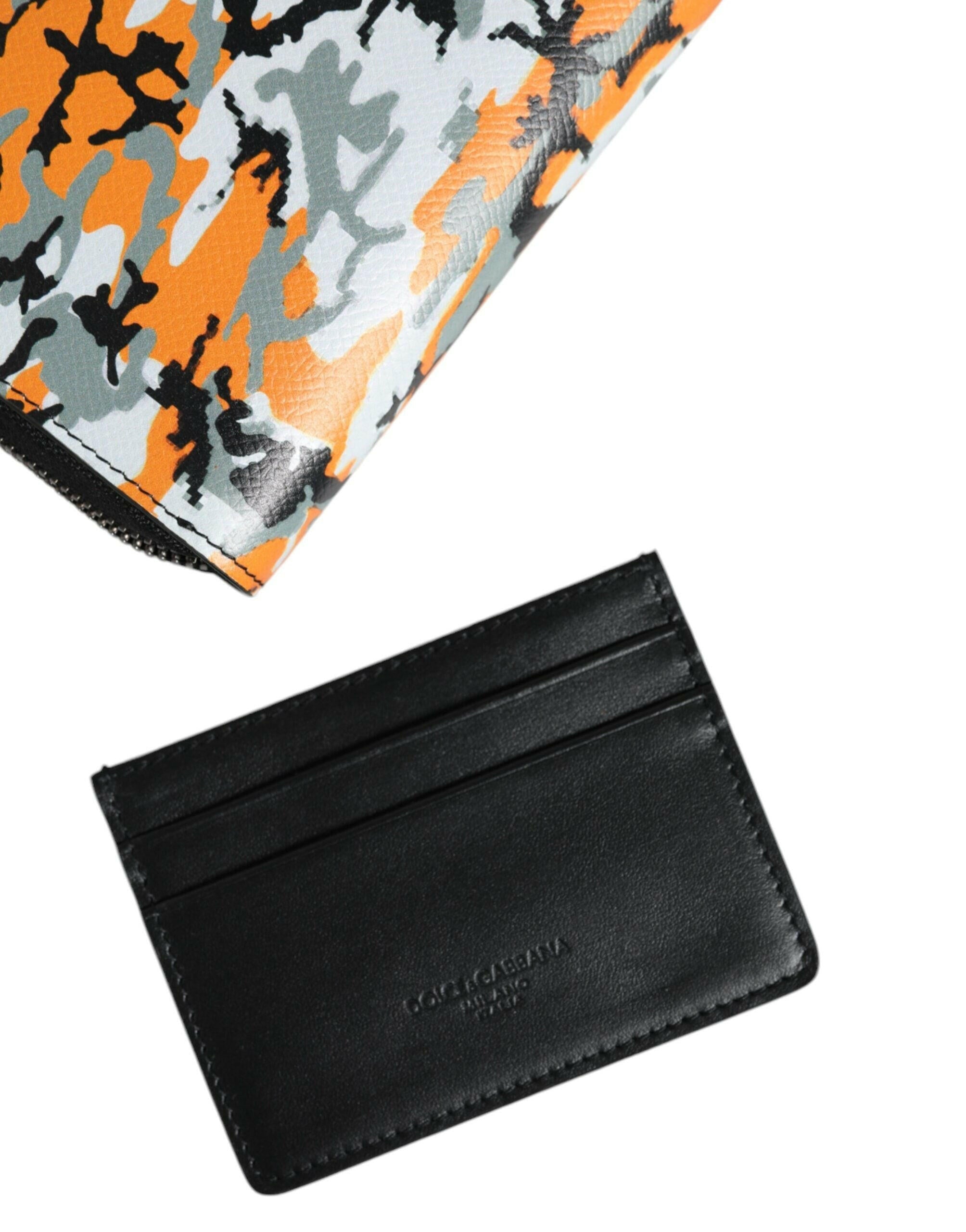 Dolce & Gabbana Multicolor Camouflage Leather Purse Cross Body Bag.