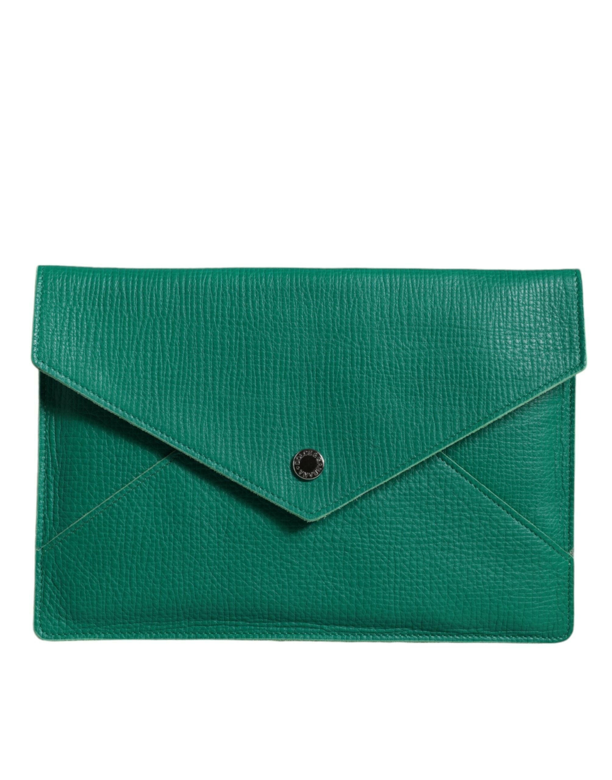 Dolce & Gabbana Green Leather Handbag Clutch Mini Purse Pouch Tablet Case.