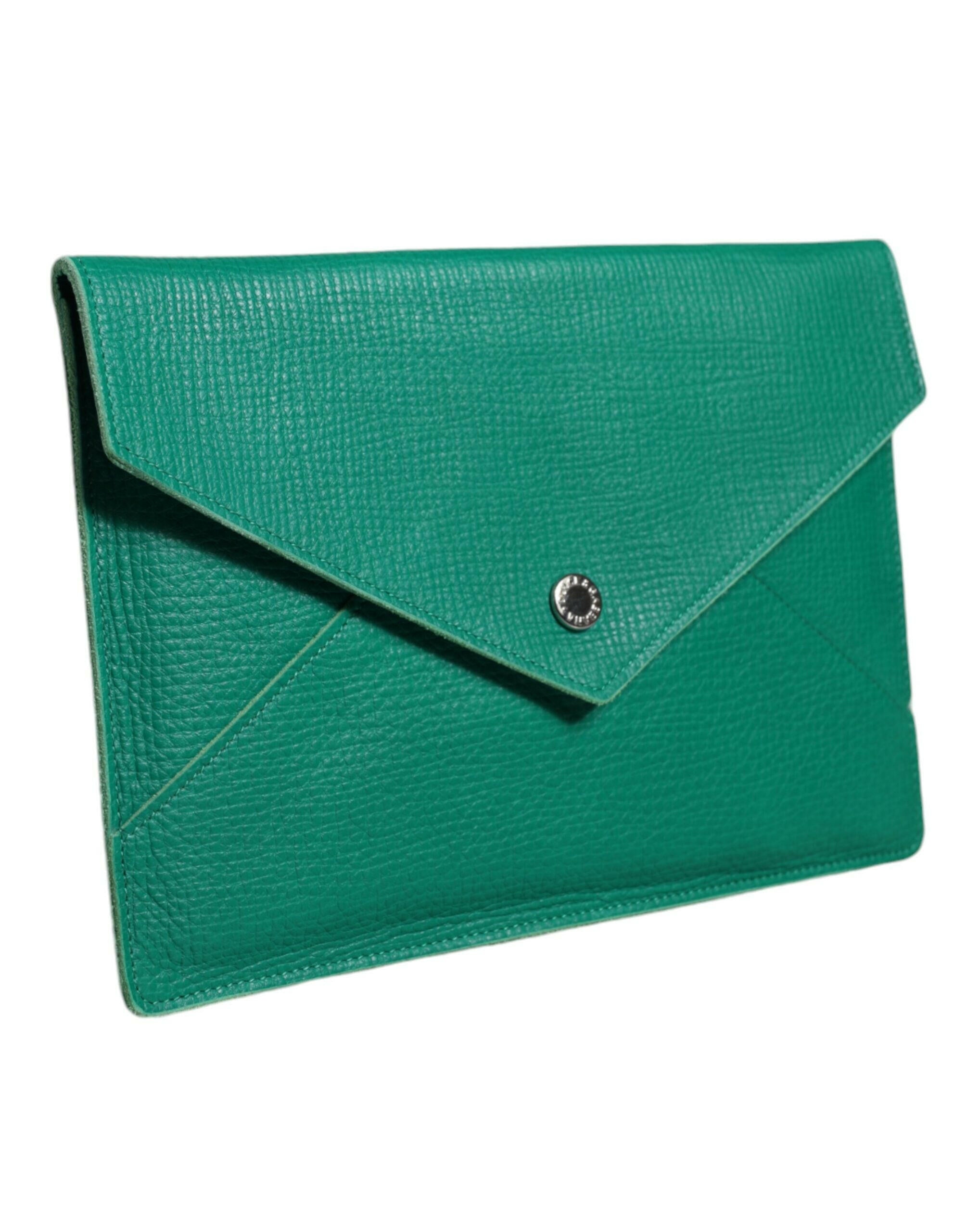 Dolce & Gabbana Green Leather Handbag Clutch Mini Purse Pouch Tablet Case.