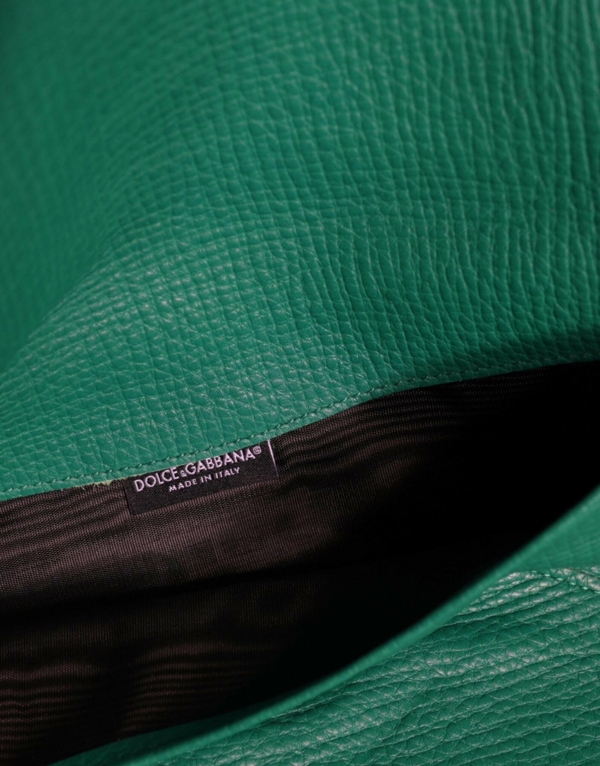 Dolce & Gabbana Green Leather Handbag Clutch Mini Purse Pouch Tablet Case.