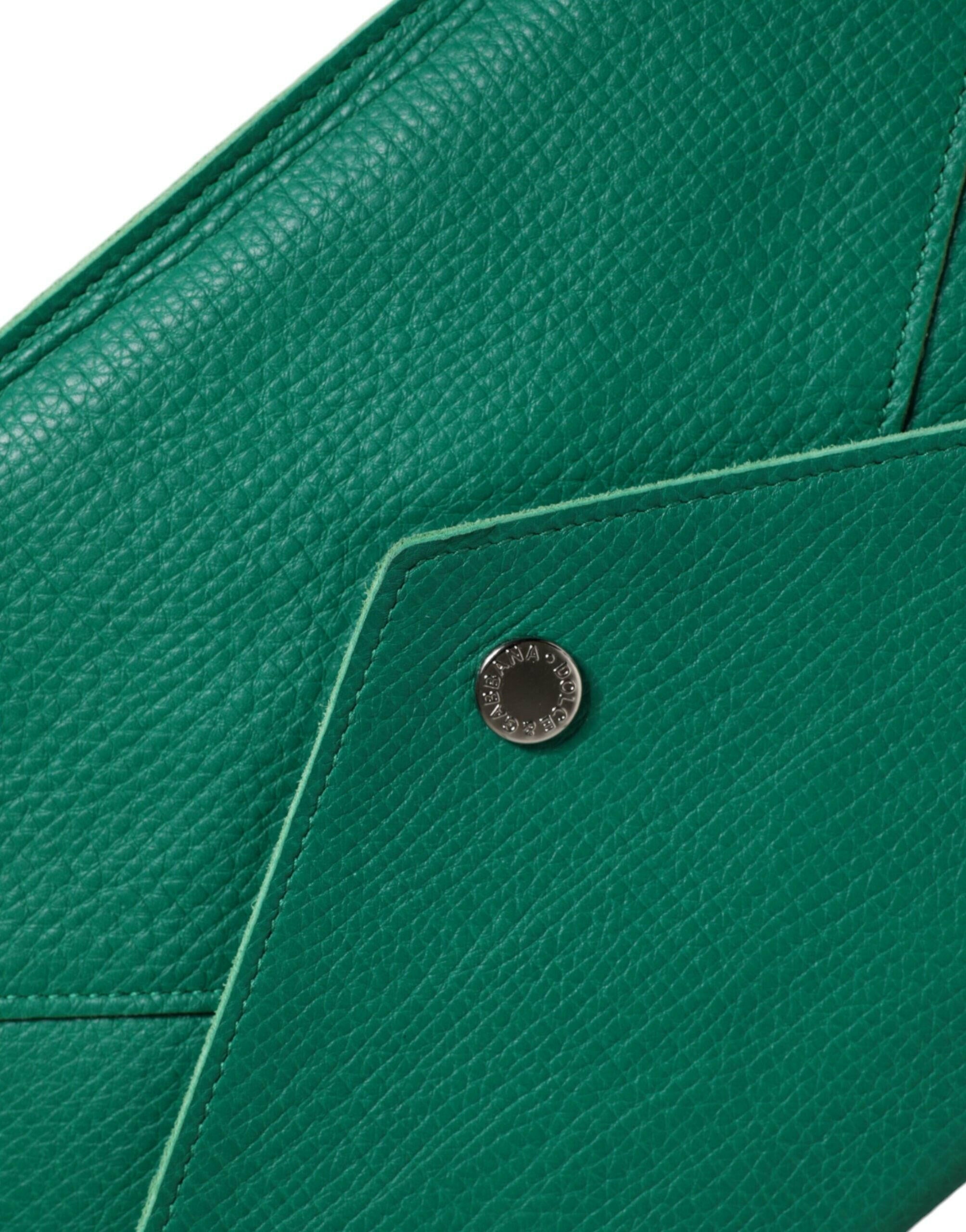 Dolce & Gabbana Green Leather Handbag Clutch Mini Purse Pouch Tablet Case.