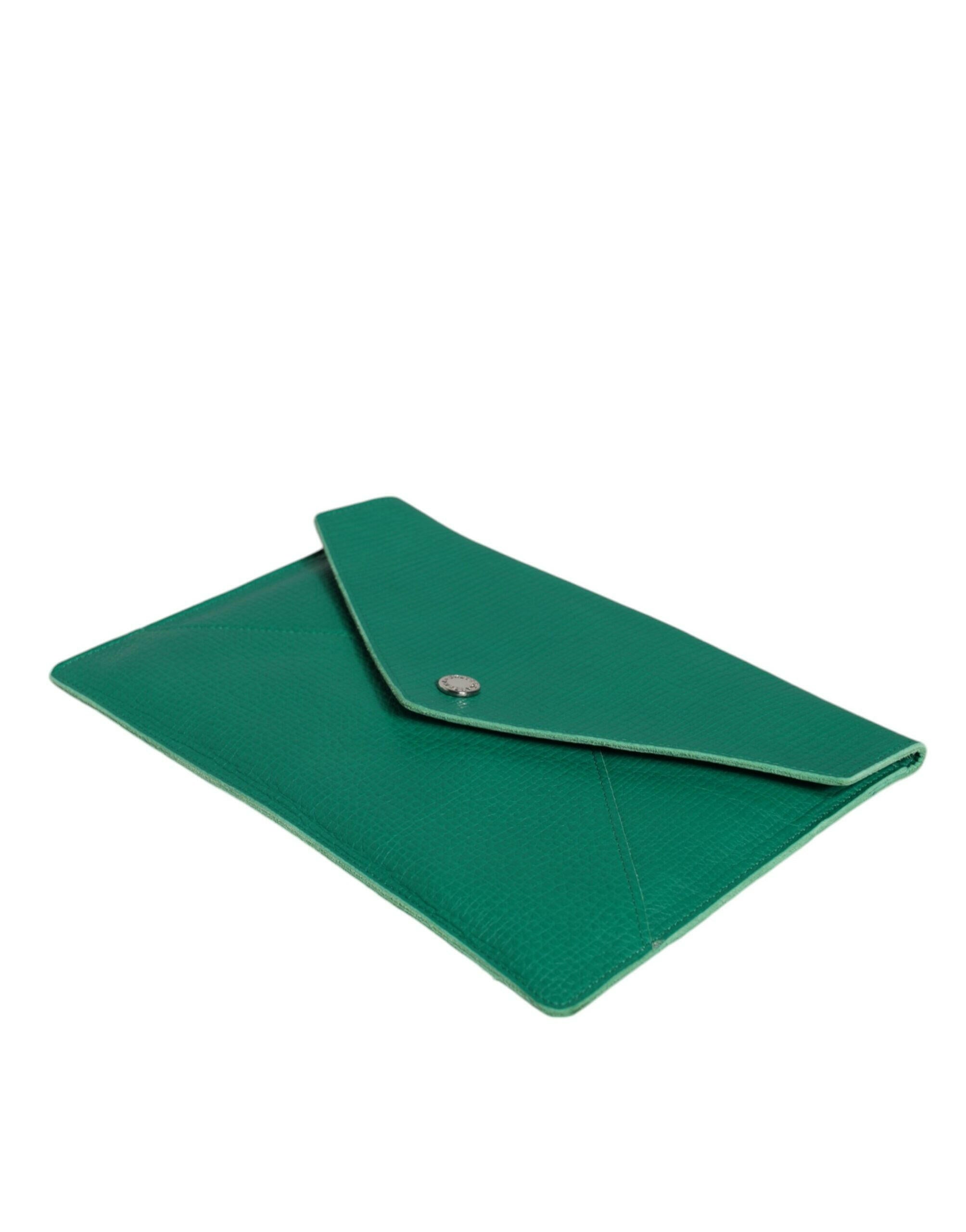Dolce & Gabbana Green Leather Handbag Clutch Mini Purse Pouch Tablet Case.