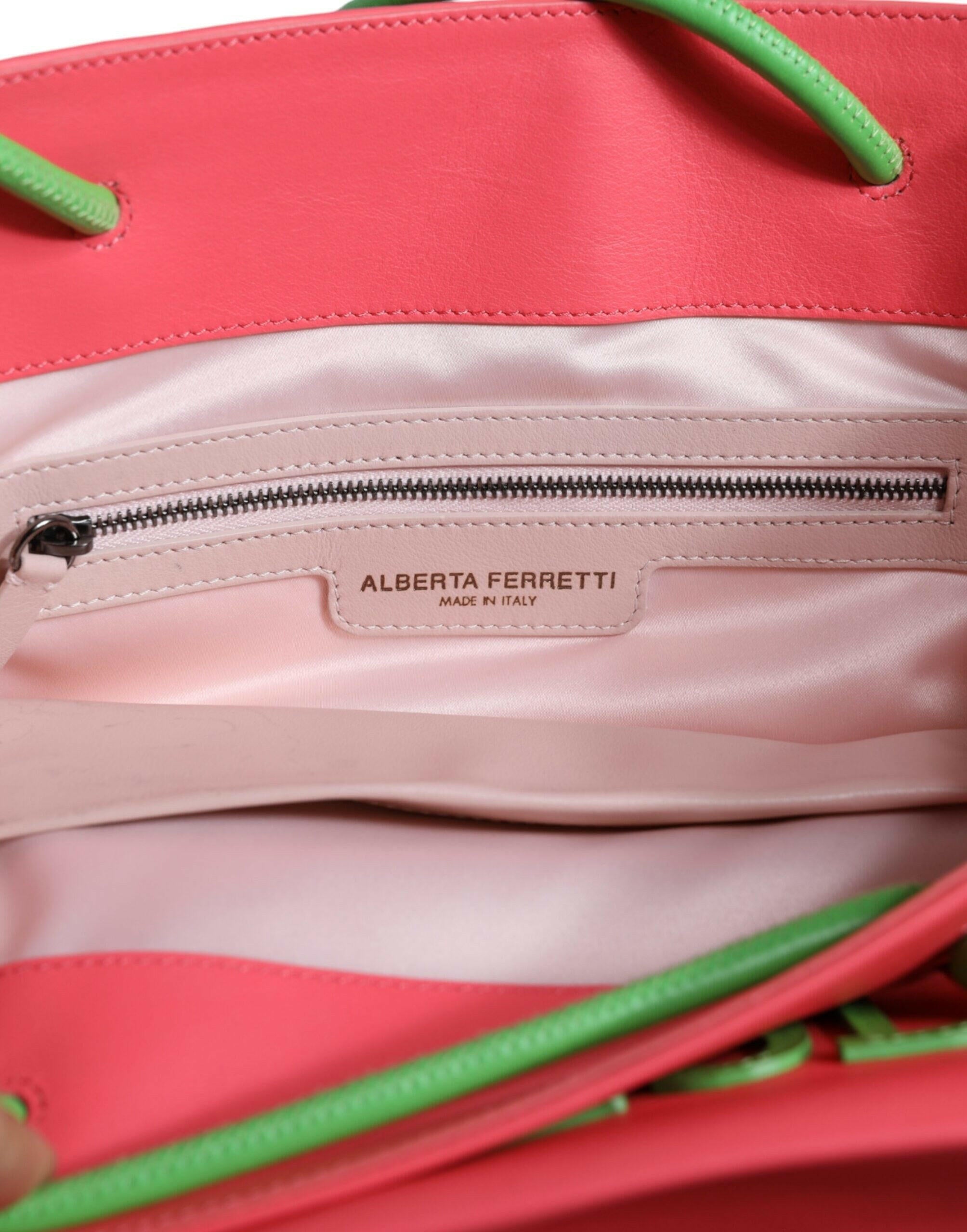 Alberta Ferretti Pink Leather Weekend Wednesday Shopping Tote Bag.