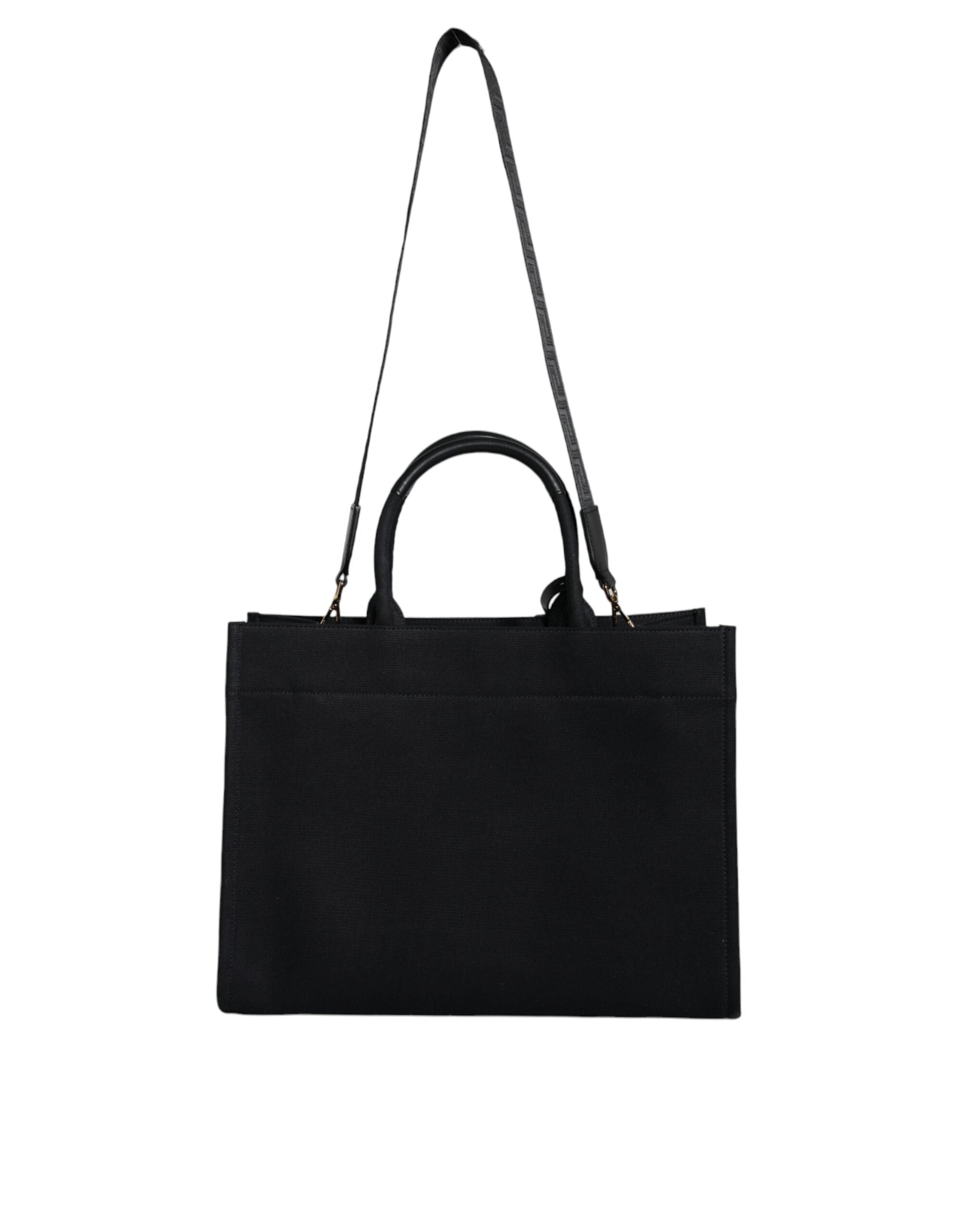 Versace Black Top Handle Canvas Leather Logo Crossbody Tote Bag Versace